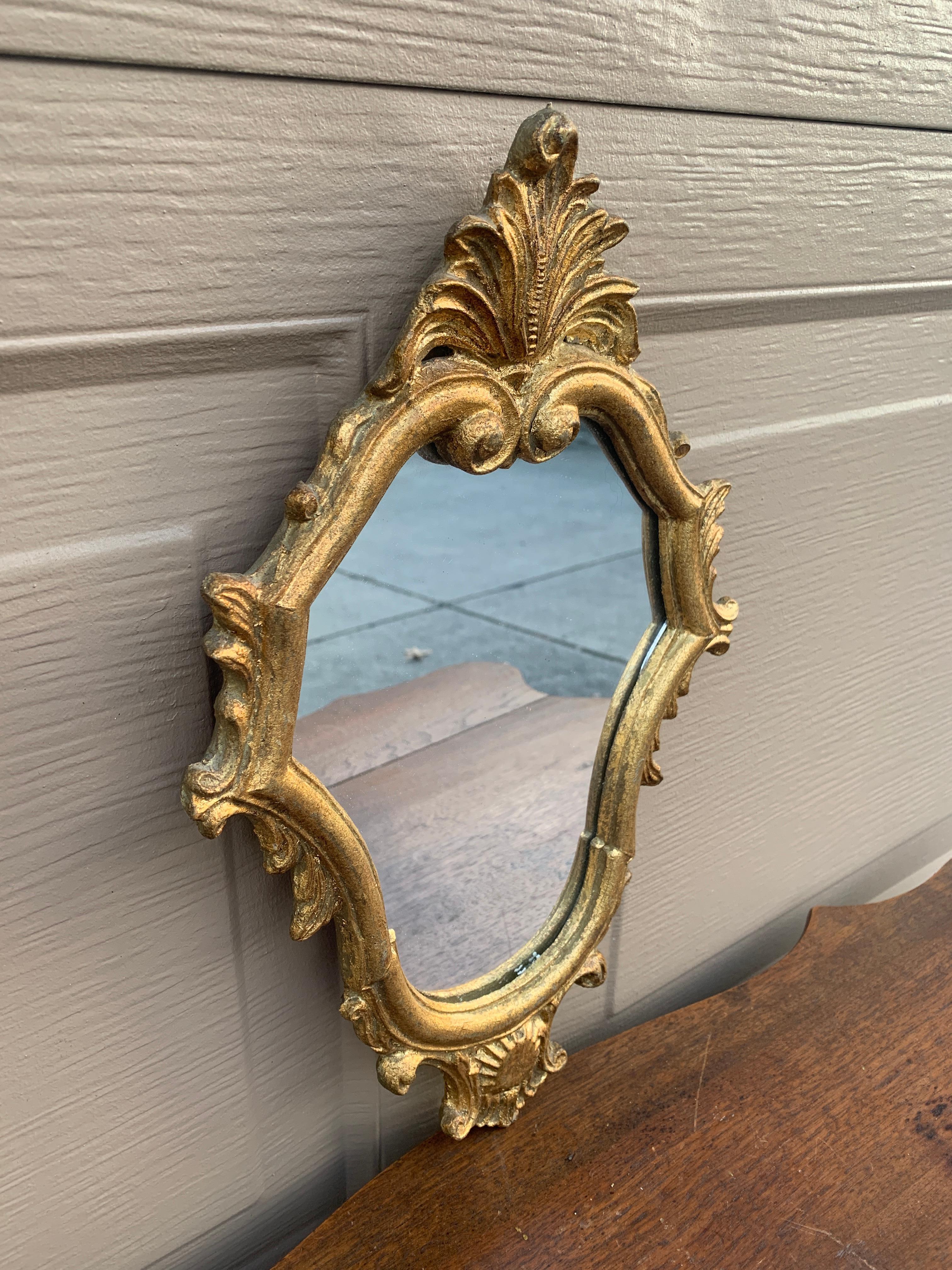 Italian Rococo Baroque Gilt Wood Wall Mirror In Good Condition For Sale In Elkhart, IN