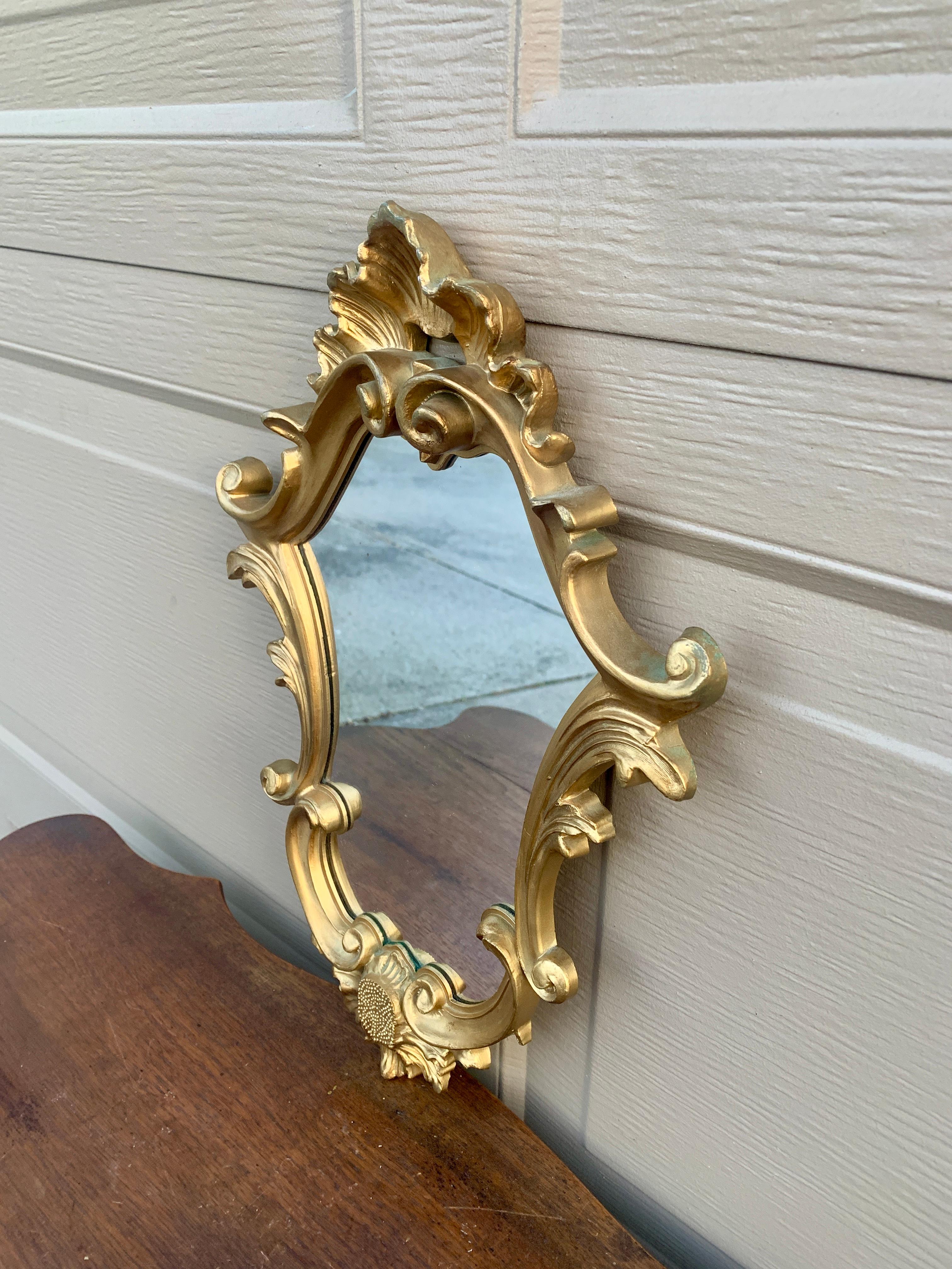 Italian Rococo Baroque Gilt Wood Wall Mirror In Good Condition For Sale In Elkhart, IN