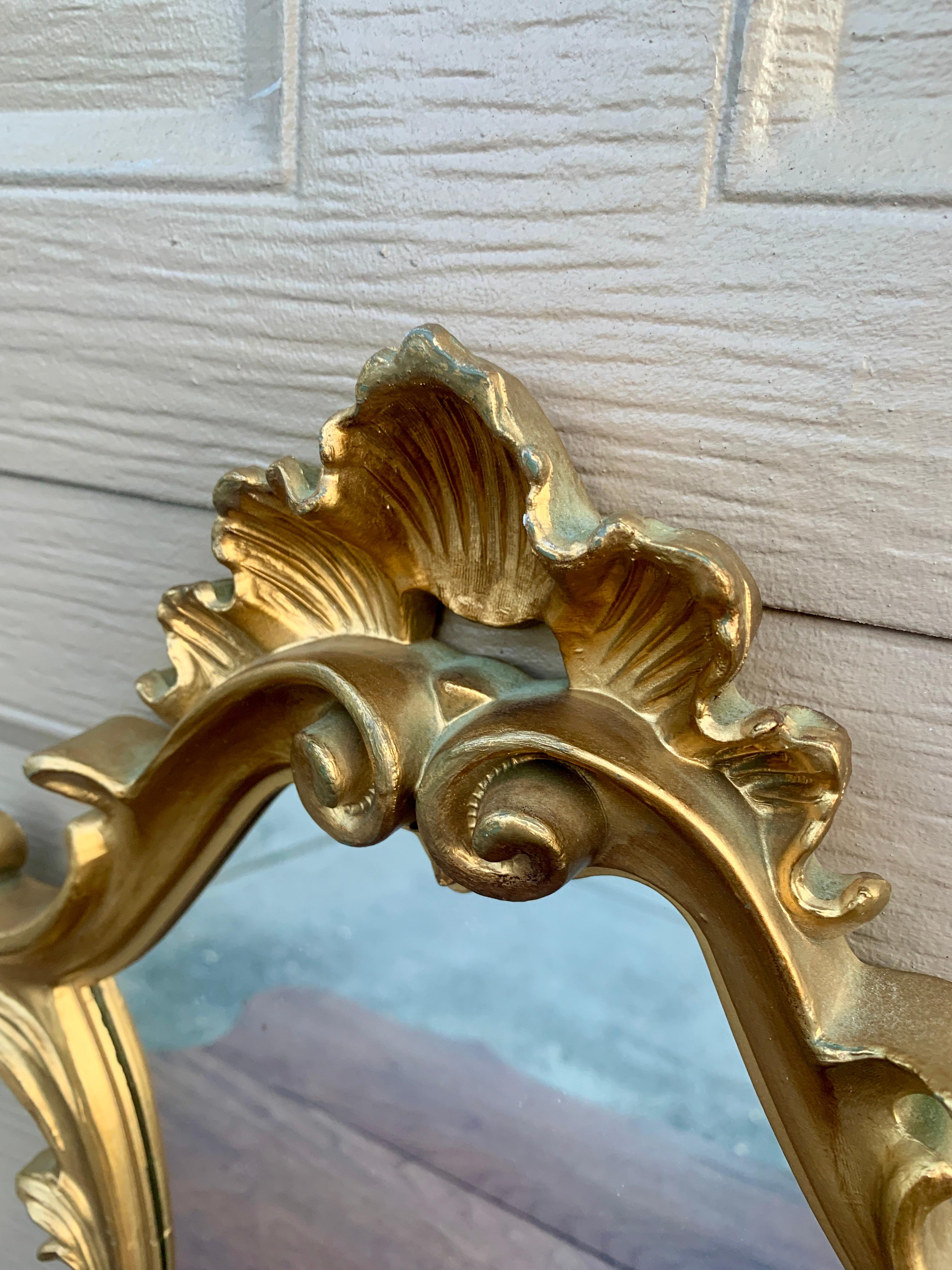 Giltwood Italian Rococo Baroque Gilt Wood Wall Mirror For Sale