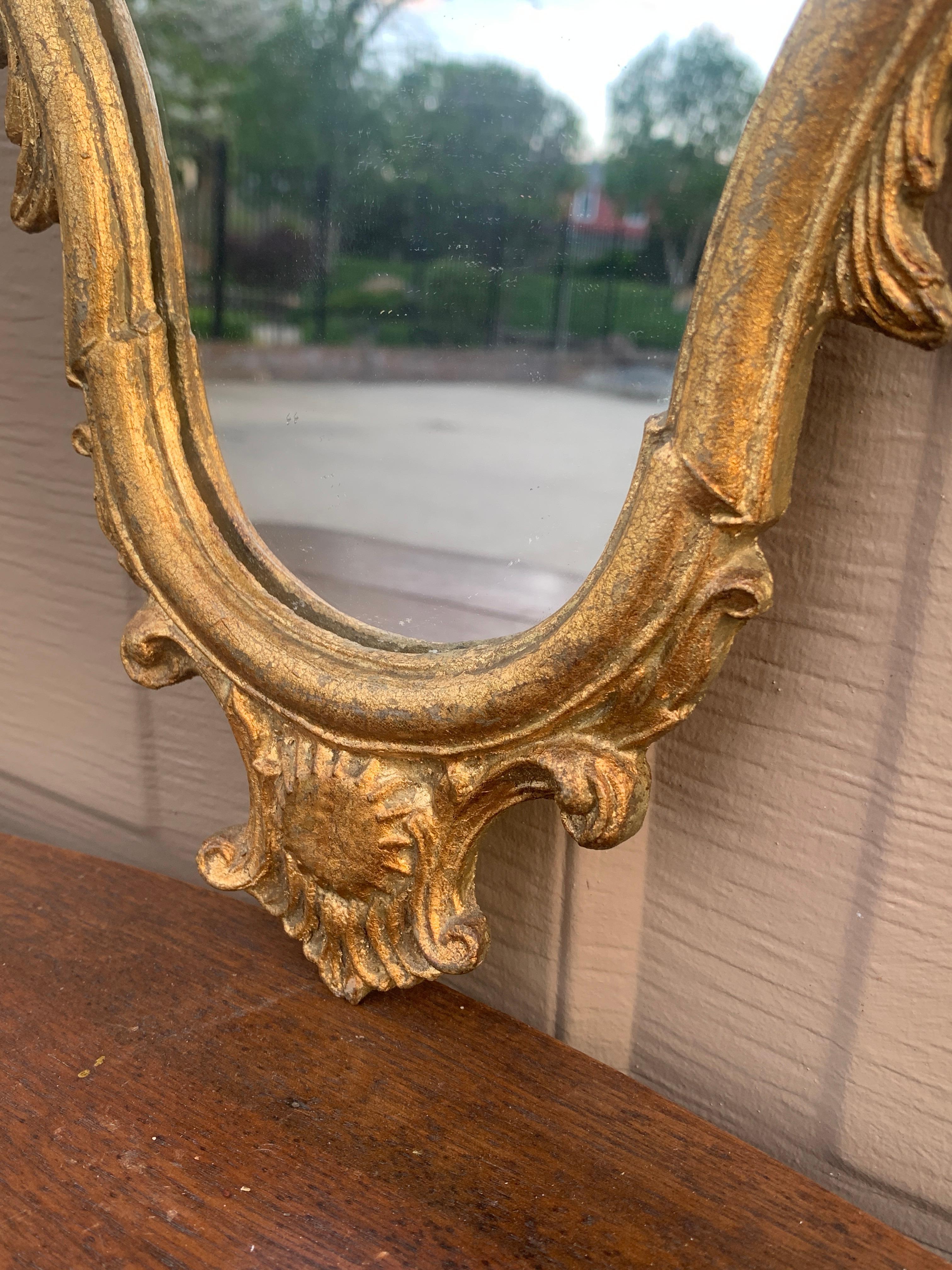 XX secolo Specchio da parete in legno dorato rococò barocco italiano in vendita