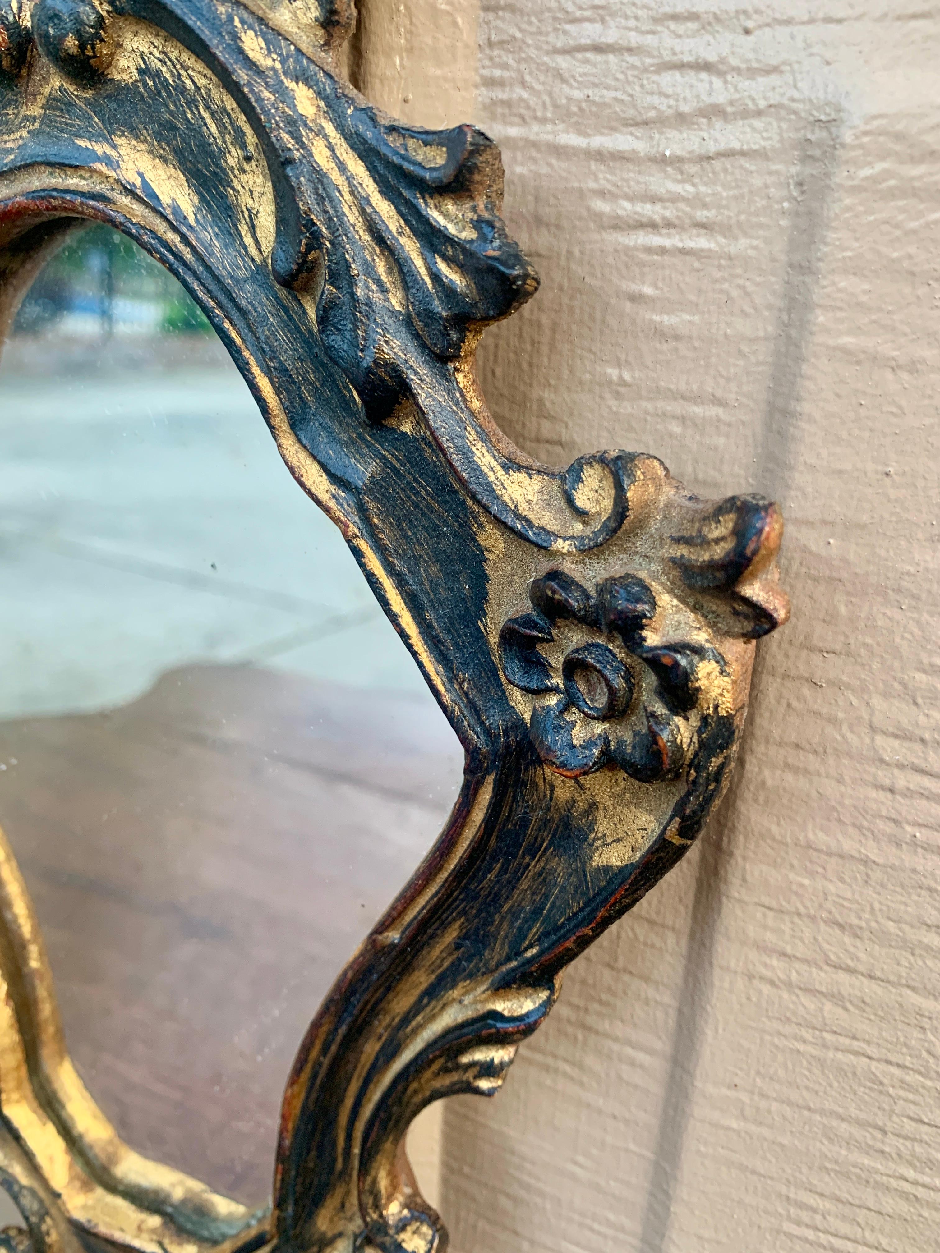 Italian Rococo Baroque Gilt Wood Wall Mirror For Sale 2