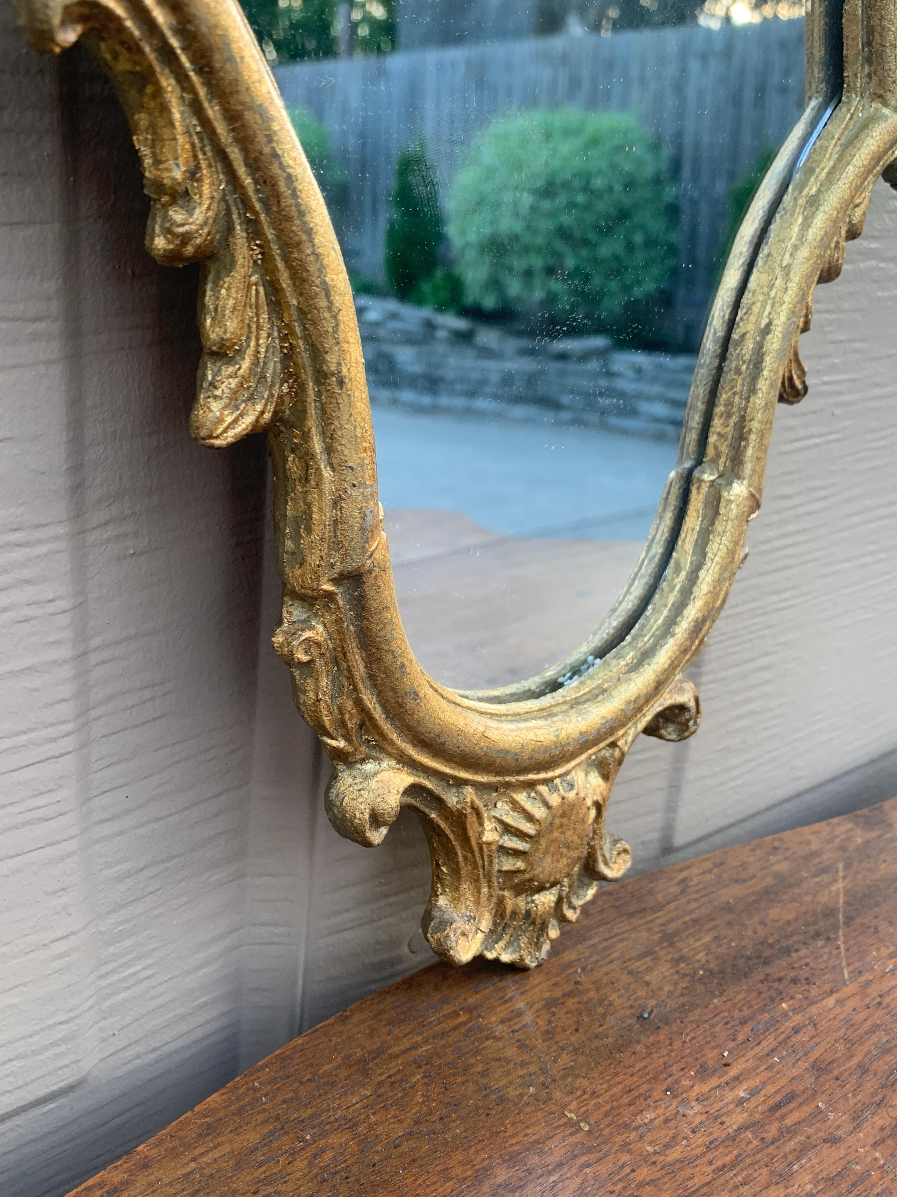 Italian Rococo Baroque Gilt Wood Wall Mirror For Sale 4