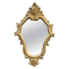 Miroir mural italien rococo baroque en bois doré