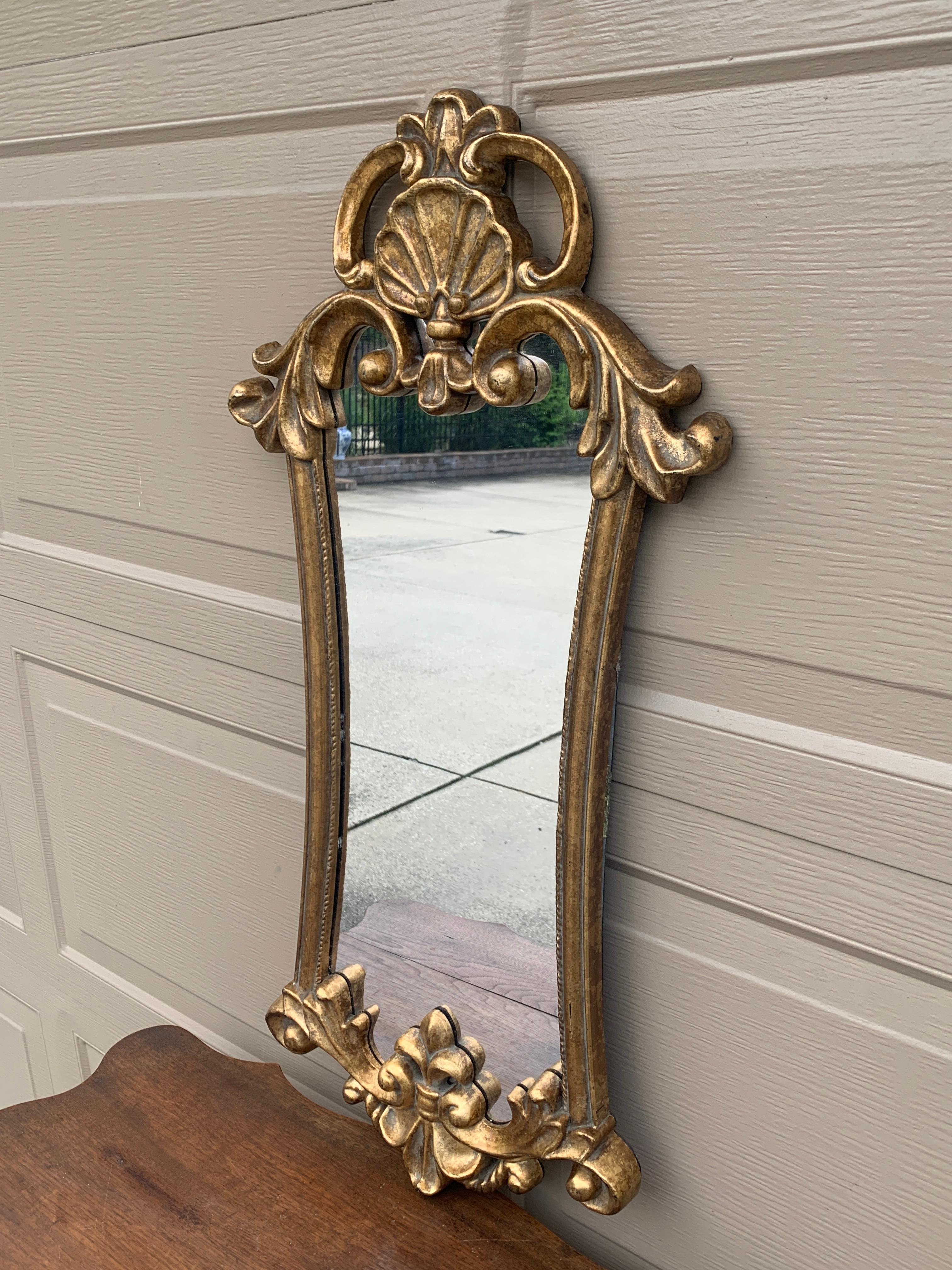 French Provincial Italian Rococo Baroque Gold Wall Mirror