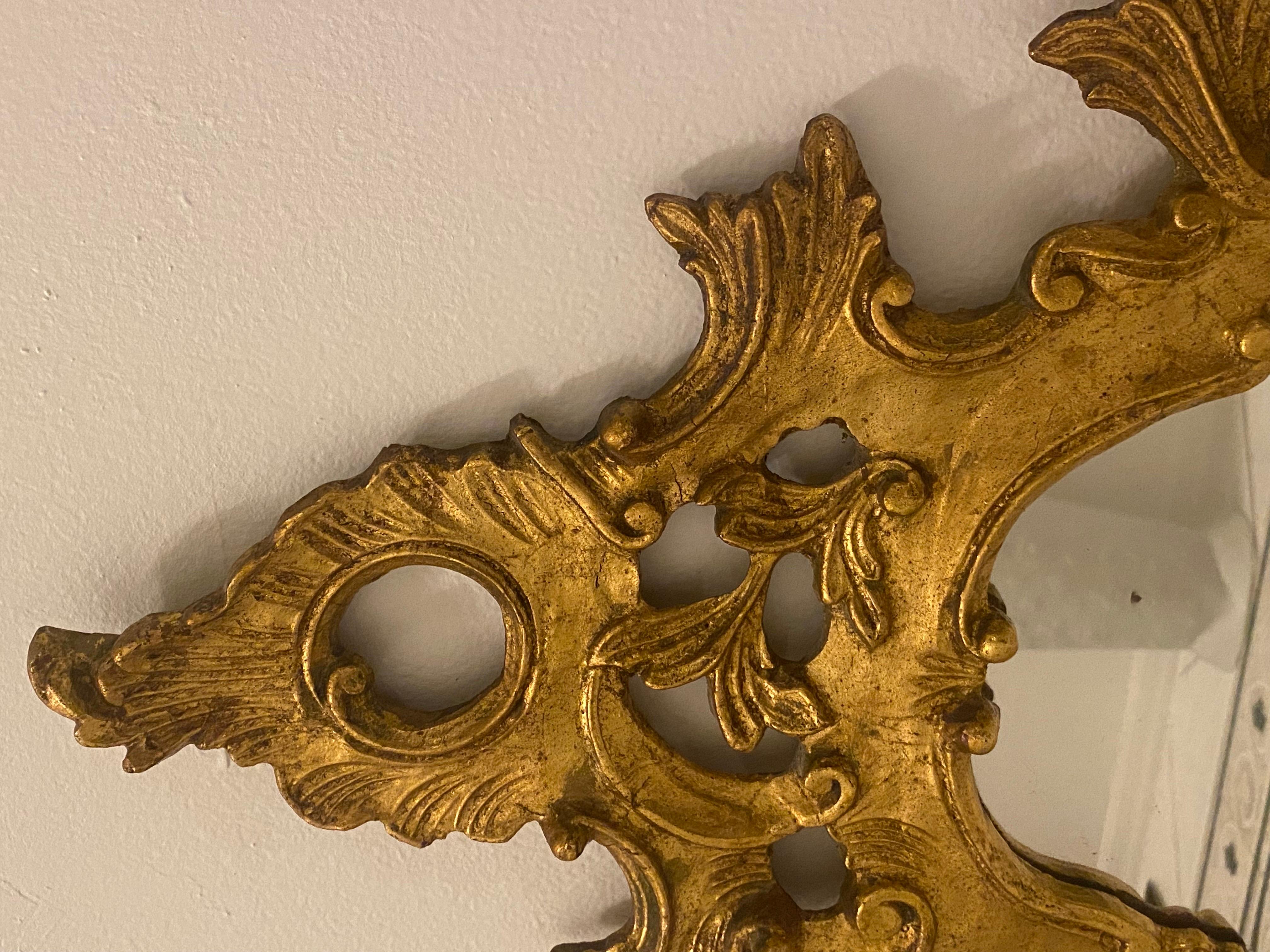 Baroque Miroir italien de style baroque rococo en bois doré en vente