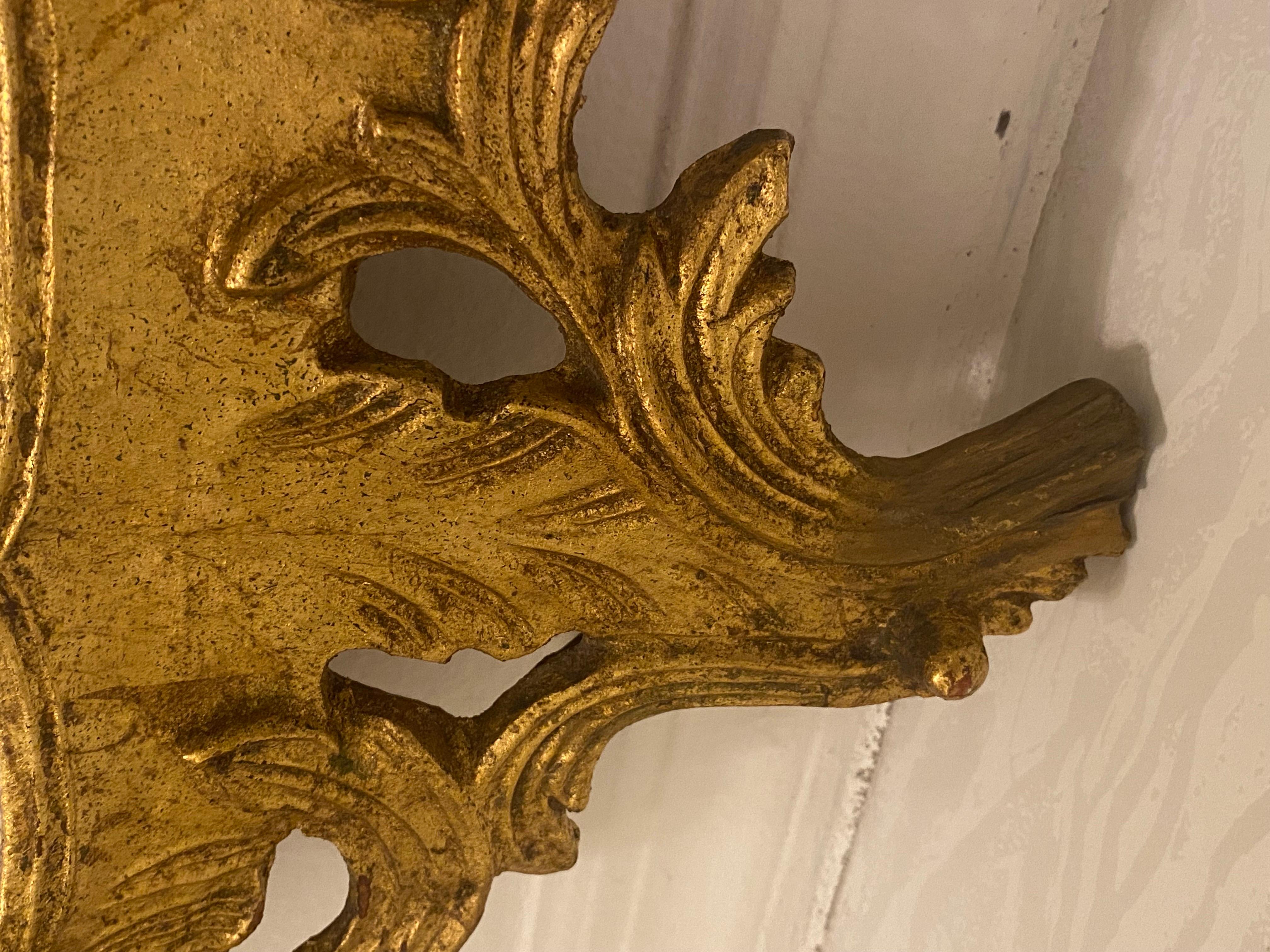 Miroir italien de style baroque rococo en bois doré en vente 2