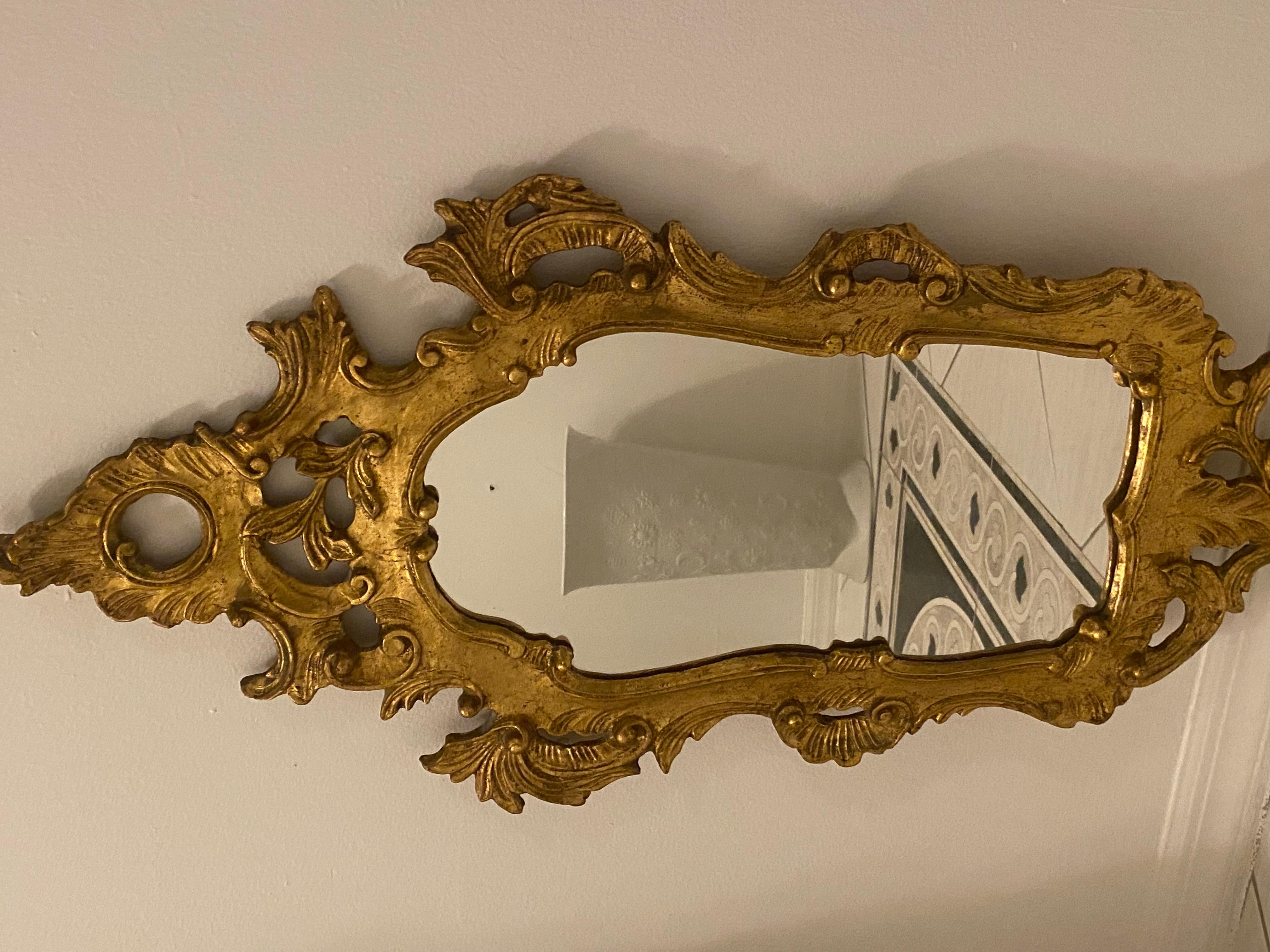 Miroir italien de style baroque rococo en bois doré en vente 3