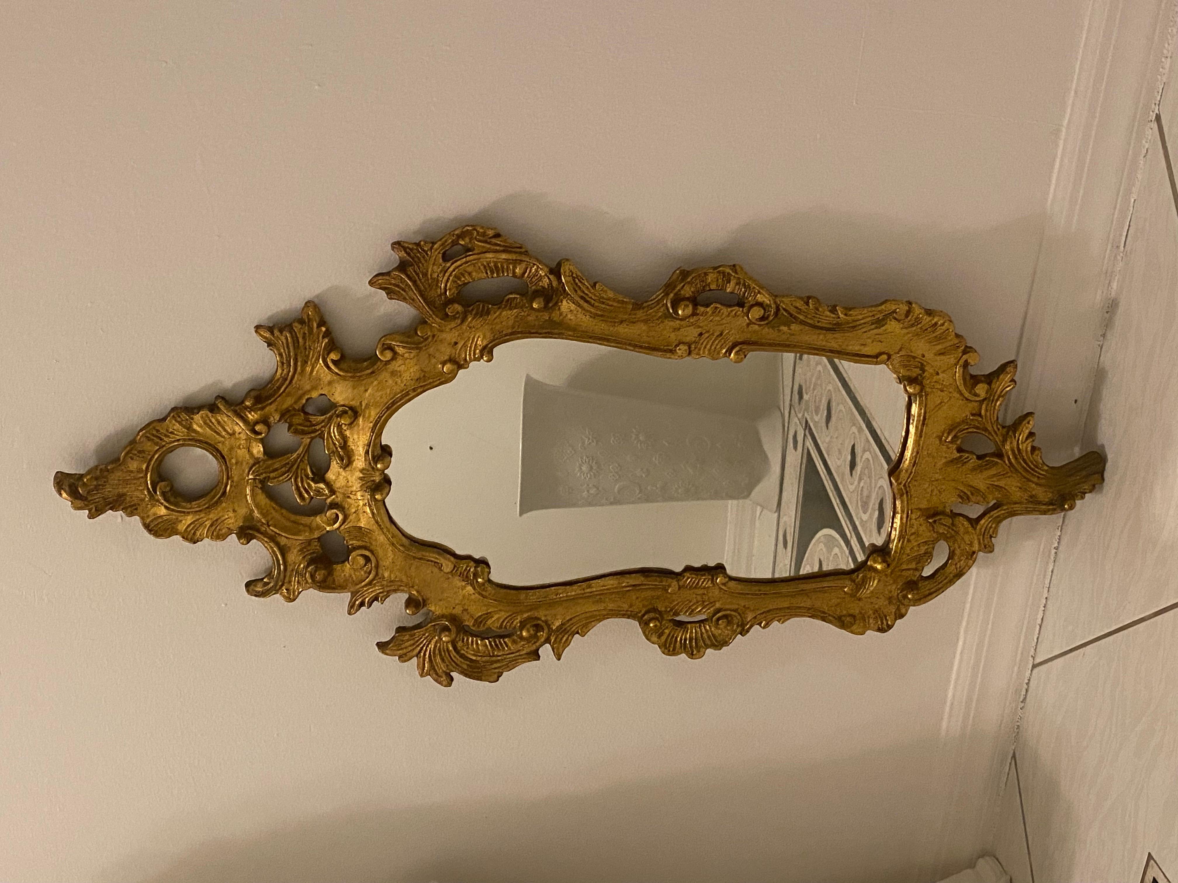 Miroir italien de style baroque rococo en bois doré en vente 4