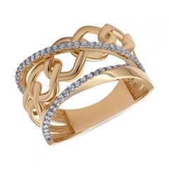 Italian Rococo Baroque Style Pink Gold 14 Karat Statement Ring for Her