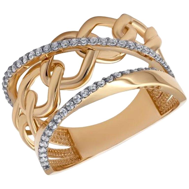 Anillo italiano rococó barroco de oro rosa de 14 quilates para ella