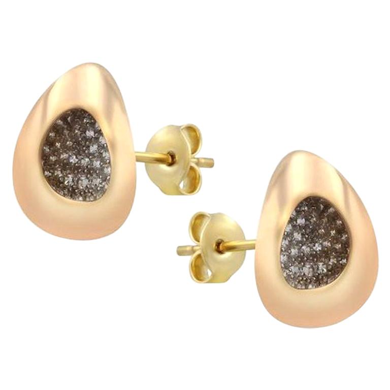 Italian Rococo Baroque Style Pink Gold Statement Stud Earrings for Her