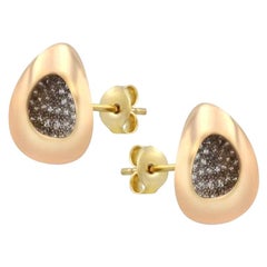 Italian Rococo Baroque Style Pink Gold Statement Stud Earrings for Her