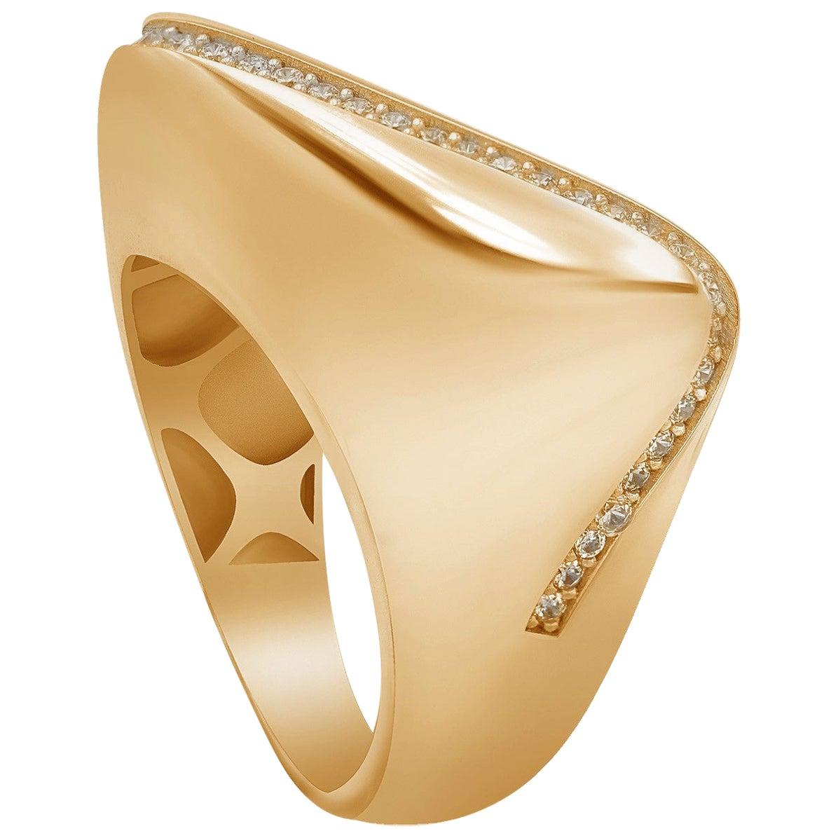 For Sale:  Italian Rococo Baroque Style Rose Gold 14 Karat Statement Ring Unusual Shape 2