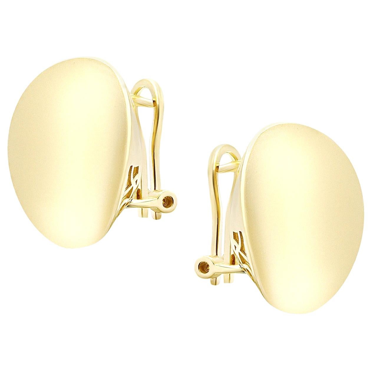 Boucles d'oreilles à levier en or jaune 14 carats de style baroque rococo italien