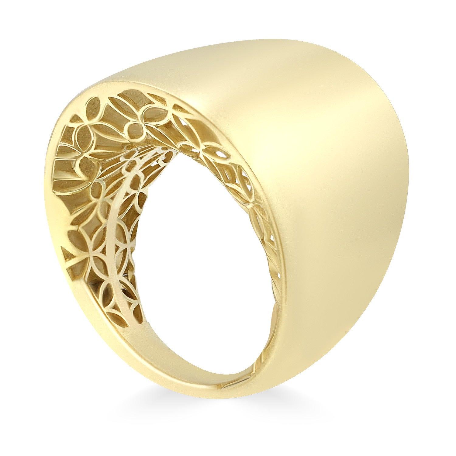 For Sale:  Italian Rococo Baroque Style Yellow Gold 14 Karat Ring 2
