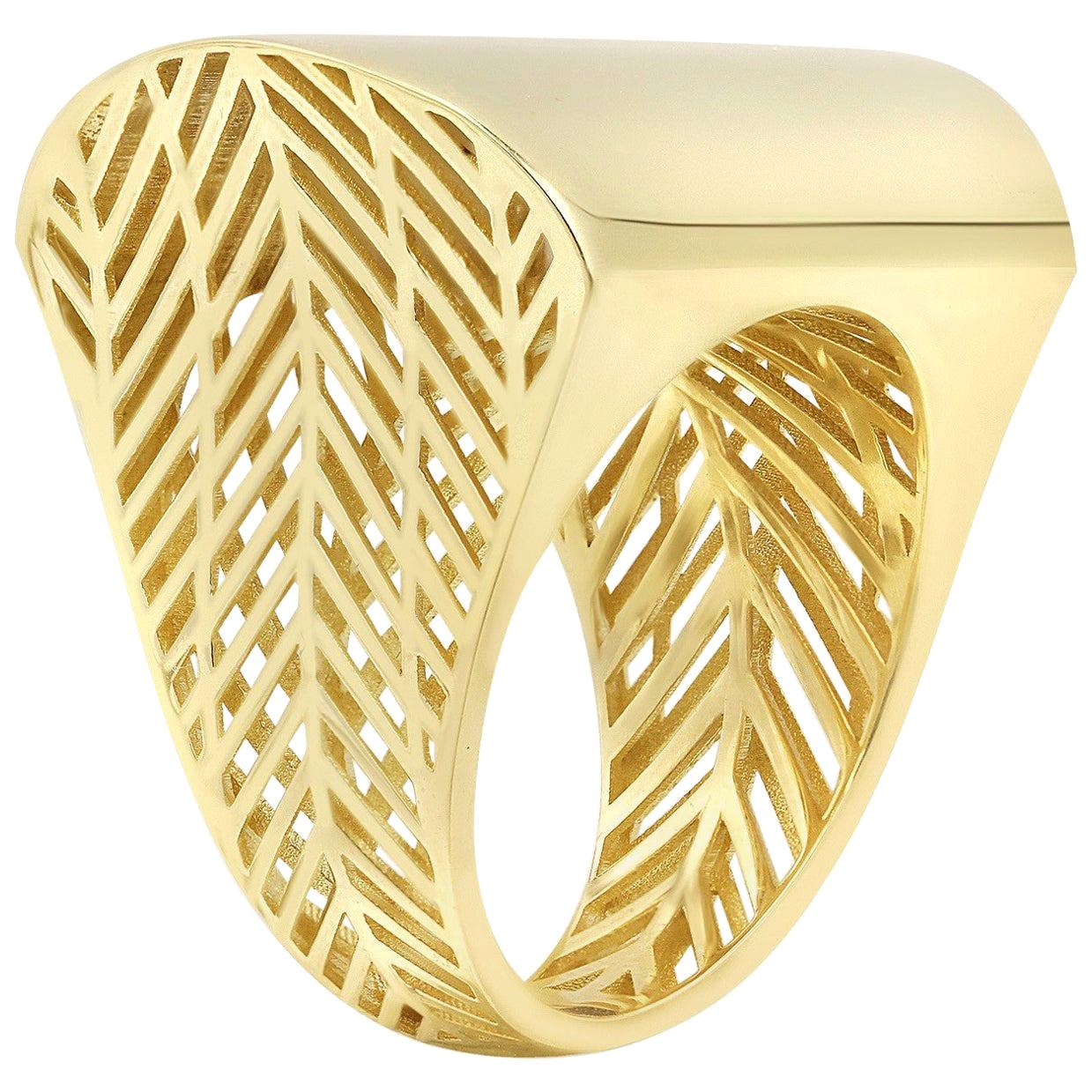 For Sale:  Italian Rococo Baroque Style Yellow Gold 14 Karat Statement Ring