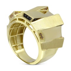 Italian Rococo Baroque Style Yellow Gold 14 Karat Statement Ring Original Shape'