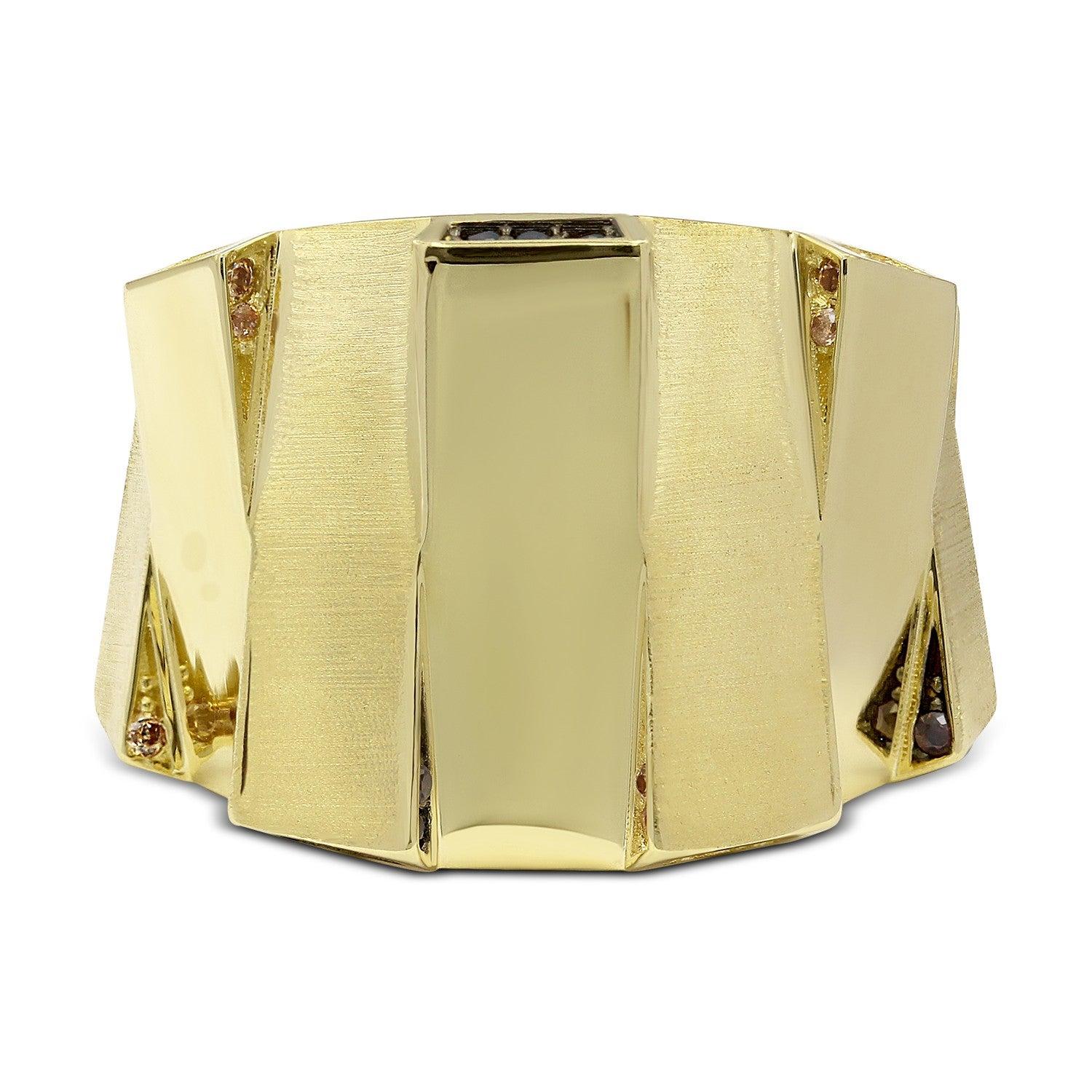 For Sale:  Italian Rococo Baroque Style Yellow Gold 14 Karat Statement Ring Original Shape' 3