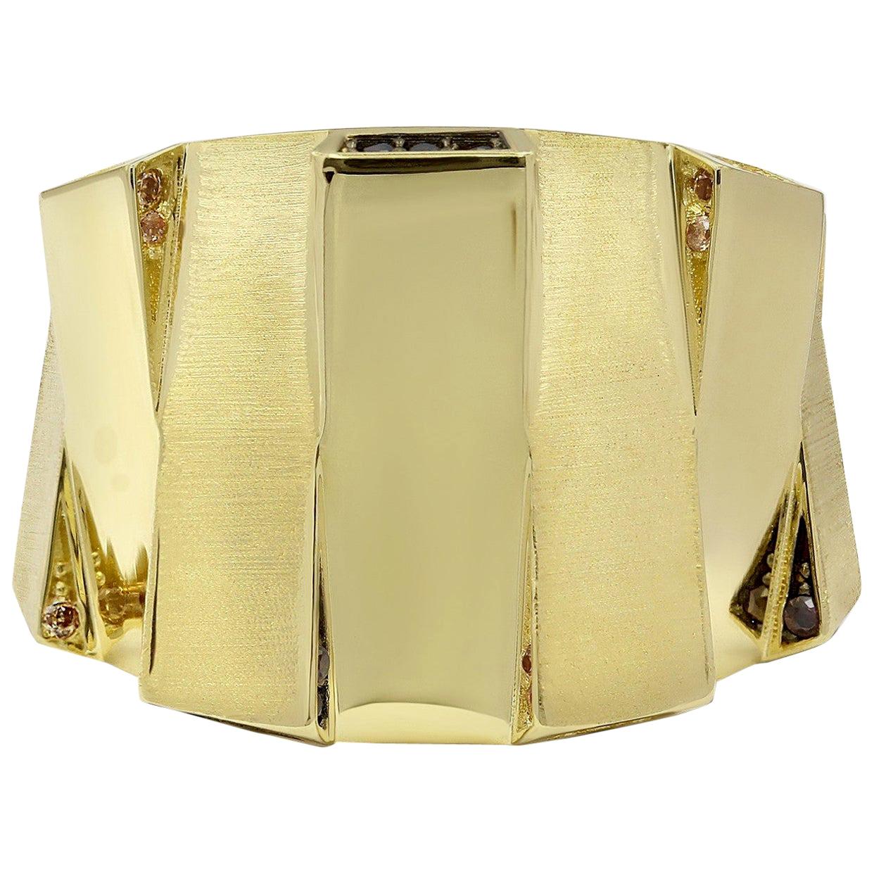 Italian Rococo Baroque Style Yellow Gold 14 Karat Statement Ring Original Shape'