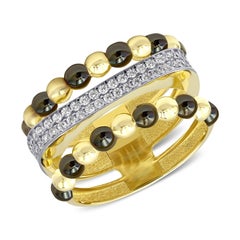 Custom Italian Rococo Baroque Style Yellow Gold Love Ring for Her Made in Italy