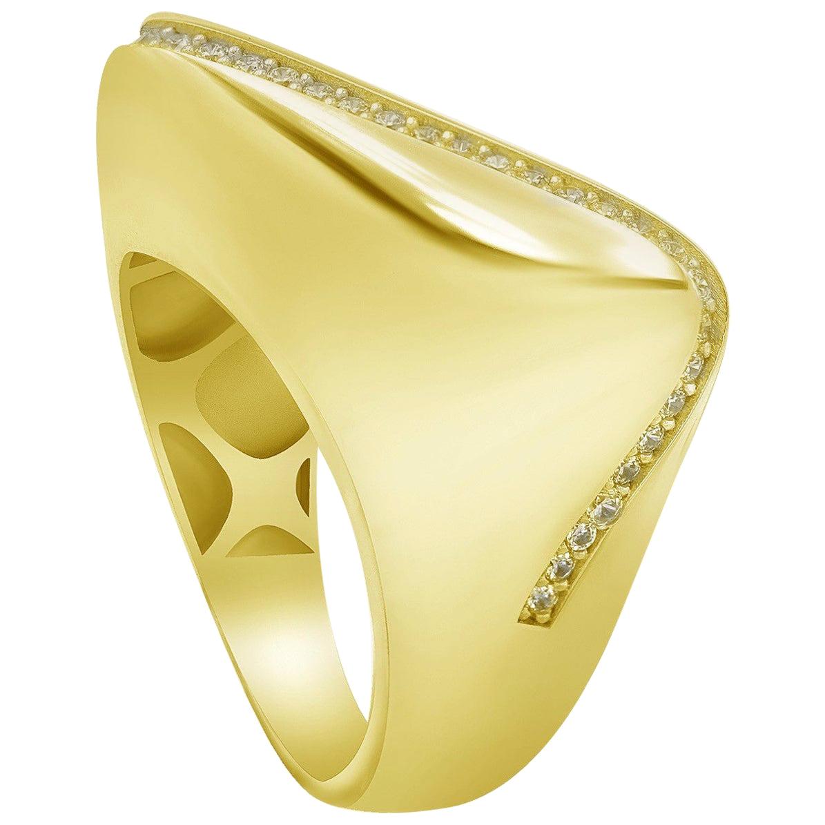 Anillo Italiano de Oro Amarillo de Estilo Barroco Rococó para Ella Hecho en Italia