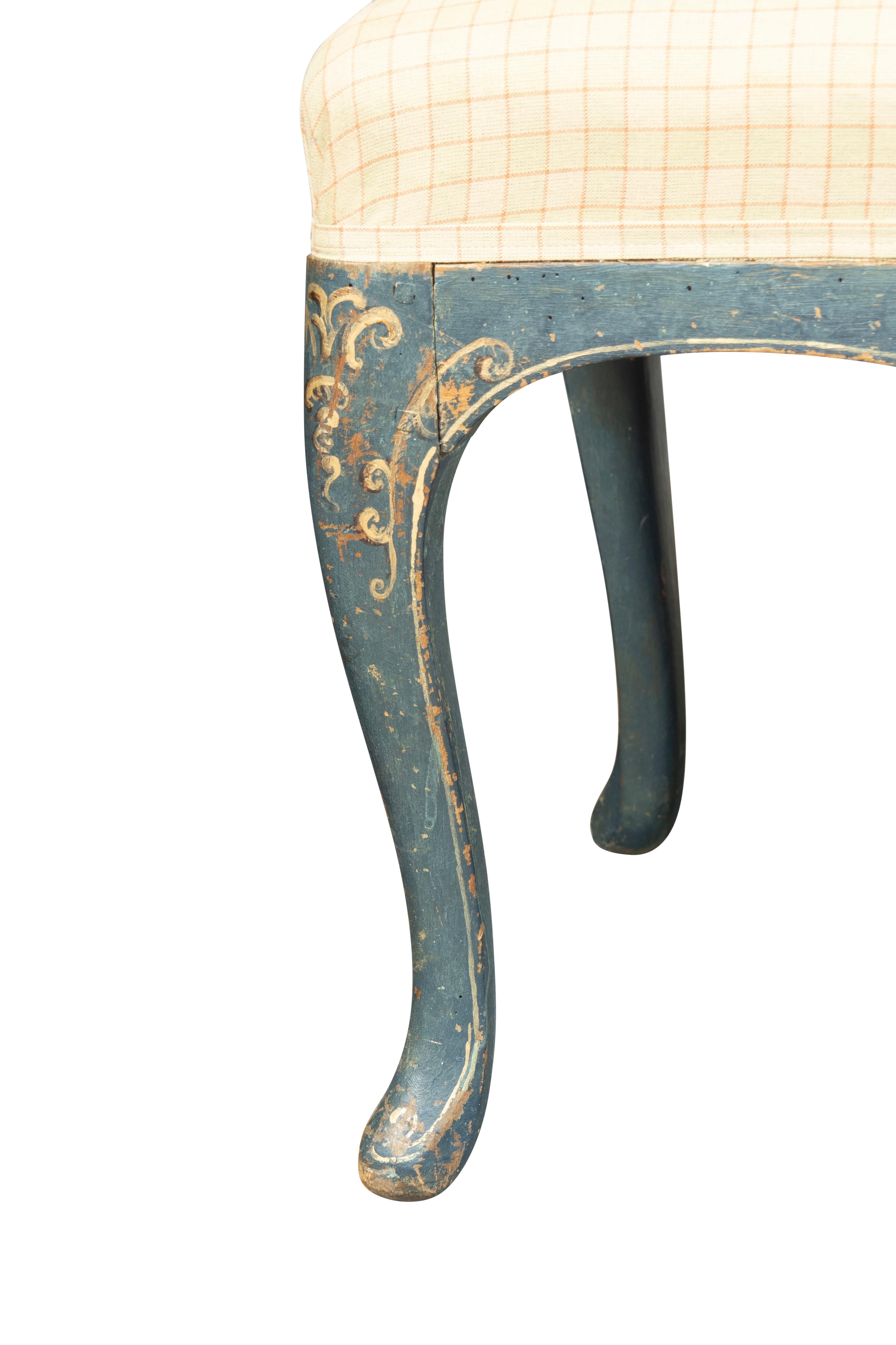 Panchina rococò italiana dipinta di blu in vendita 2