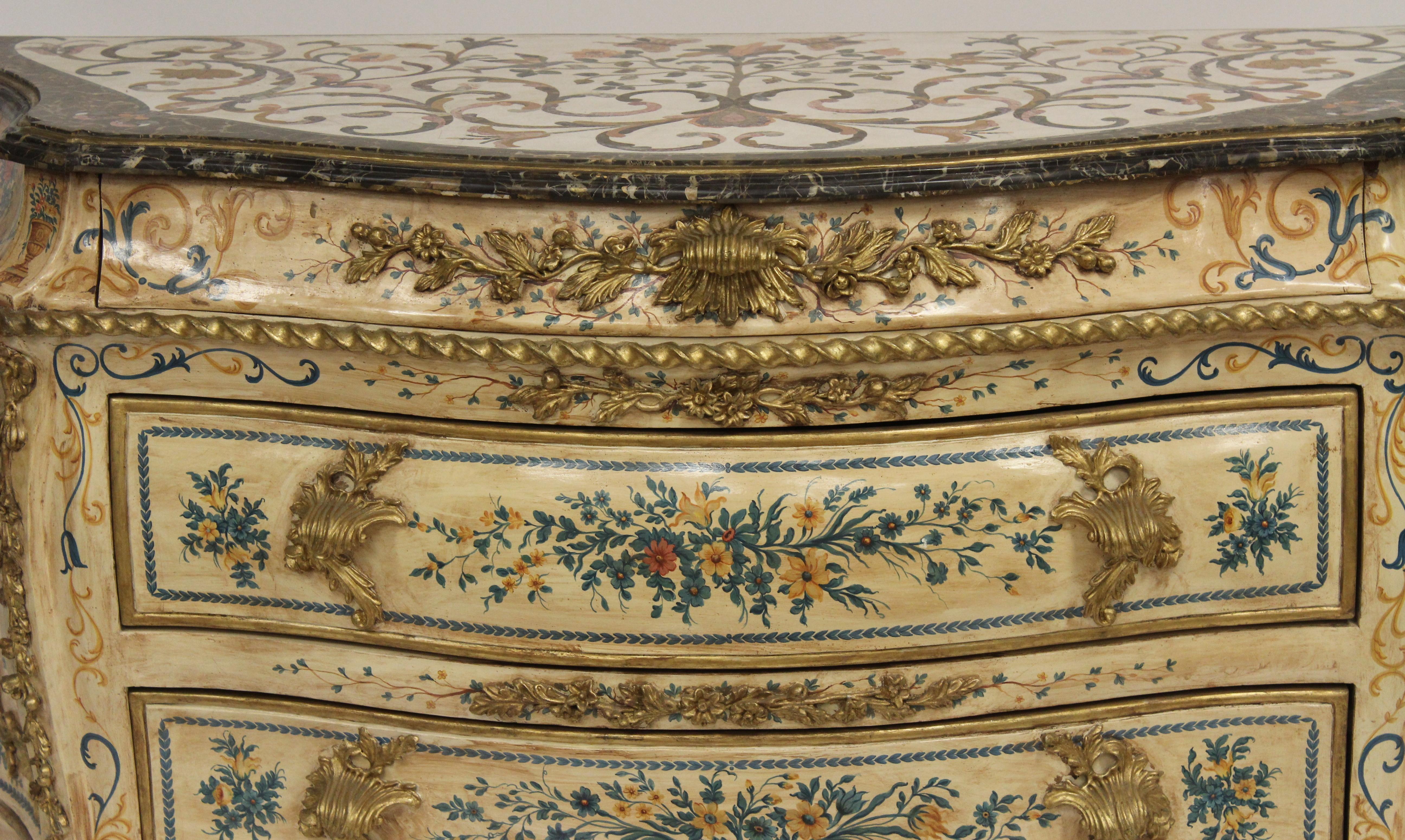 Italian Rococo Bombe Chest with Marble Top 19th-20th Century at 1stDibs