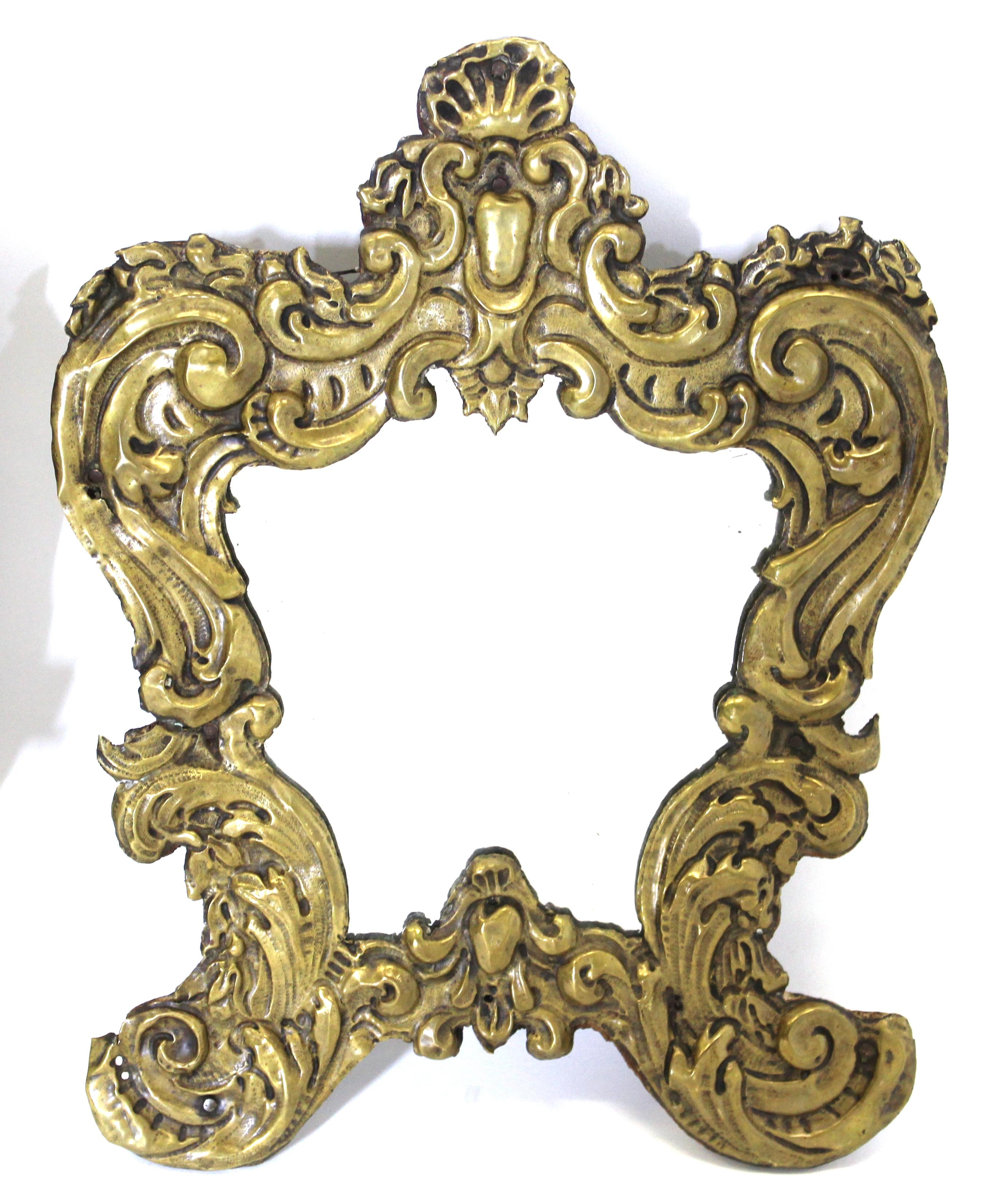 Repoussé Italian Rococo Brass Repousse Mirrors For Sale