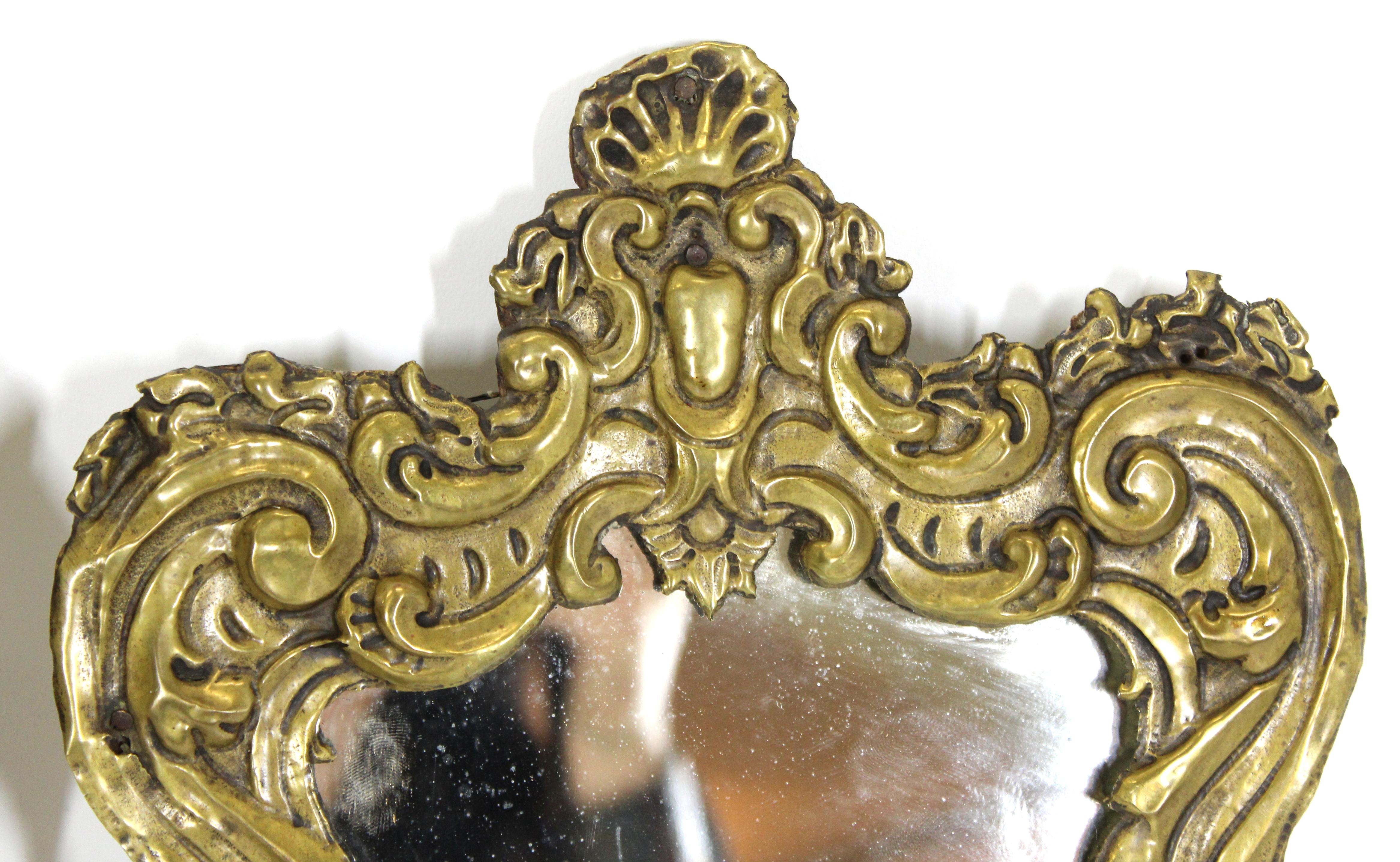 Italian Rococo Brass Repousse Mirrors In Good Condition In Astoria, NY