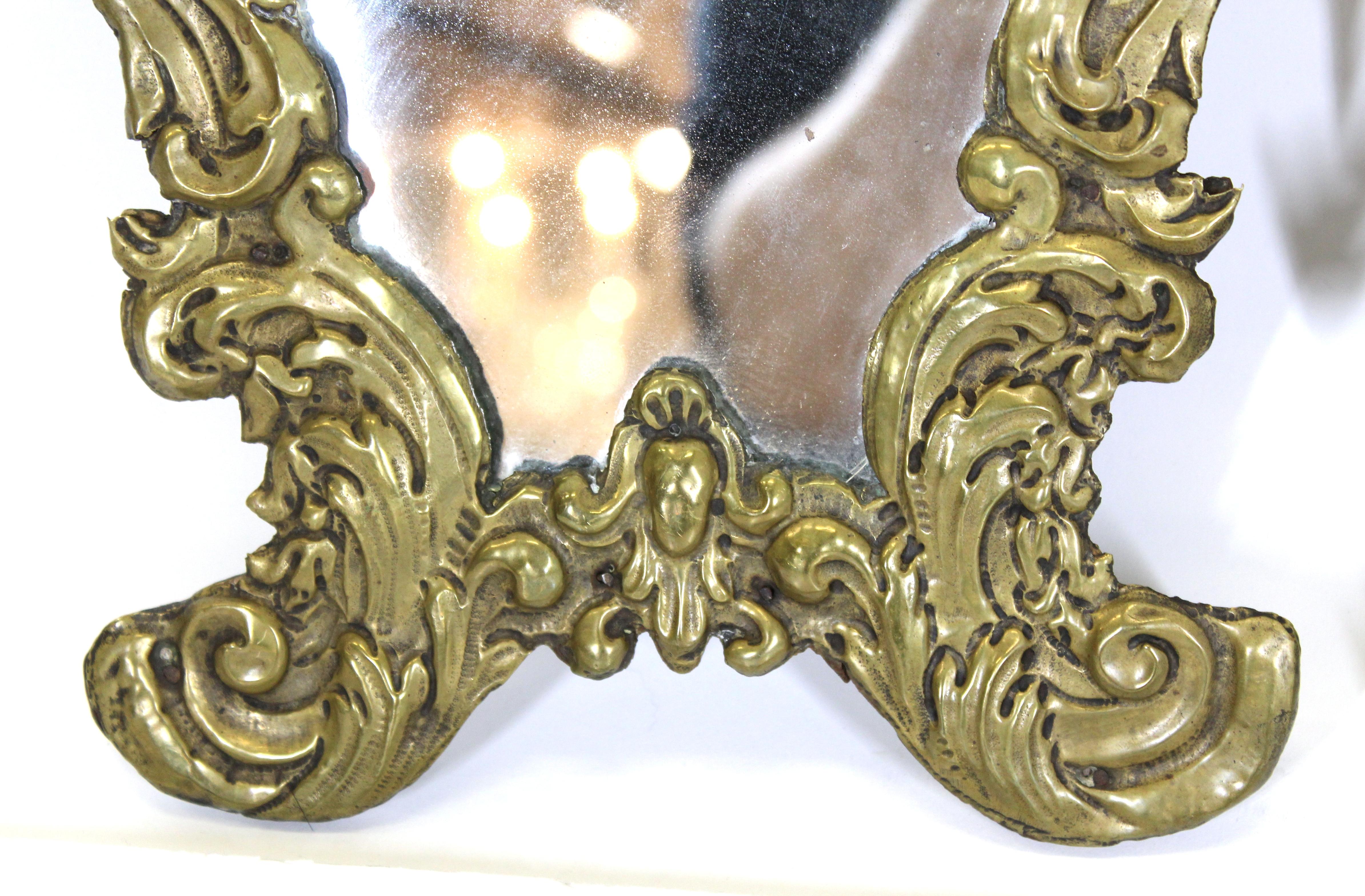 Italian Rococo Brass Repousse Mirrors For Sale 1