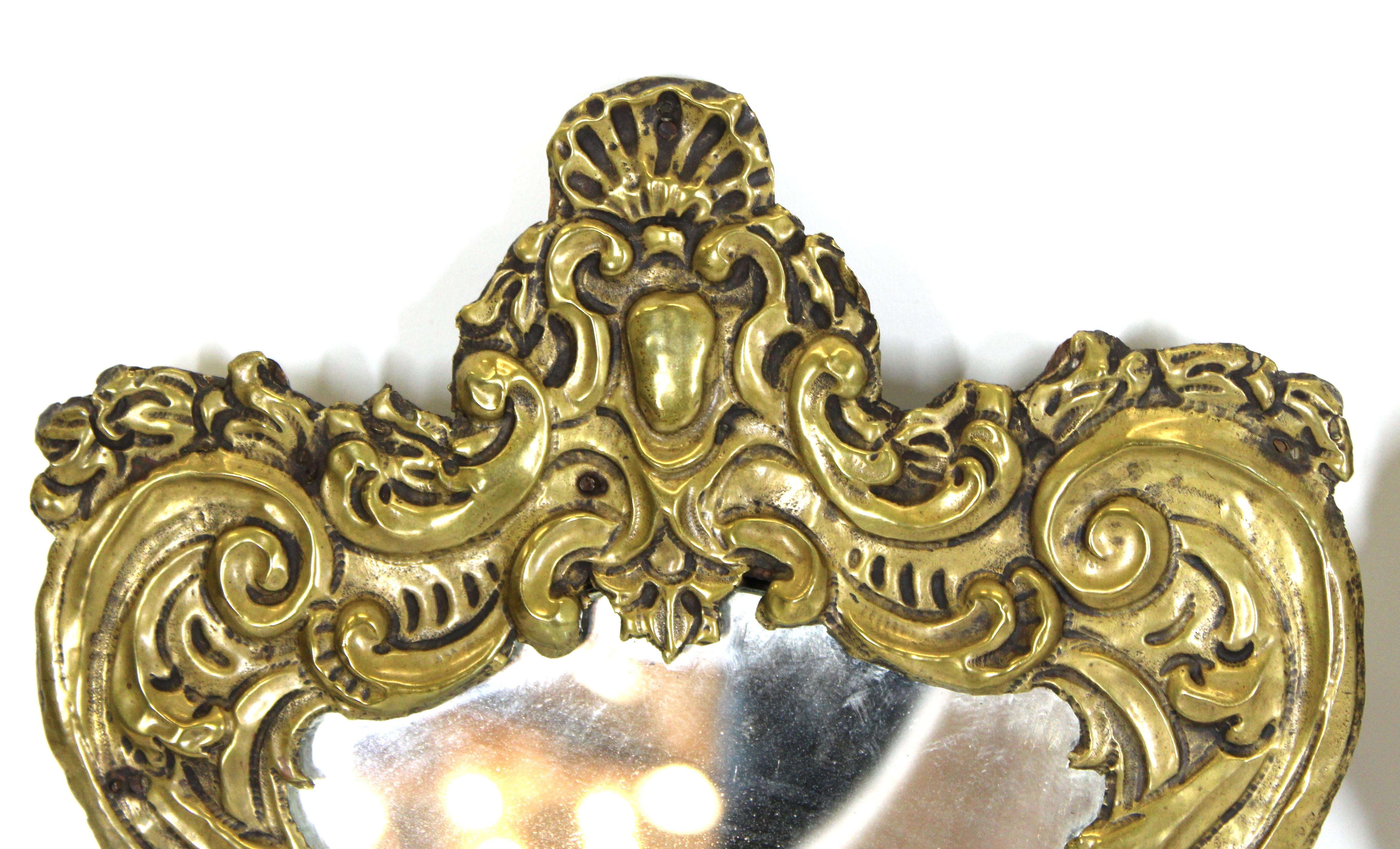 Italian Rococo Brass Repousse Mirrors For Sale 2