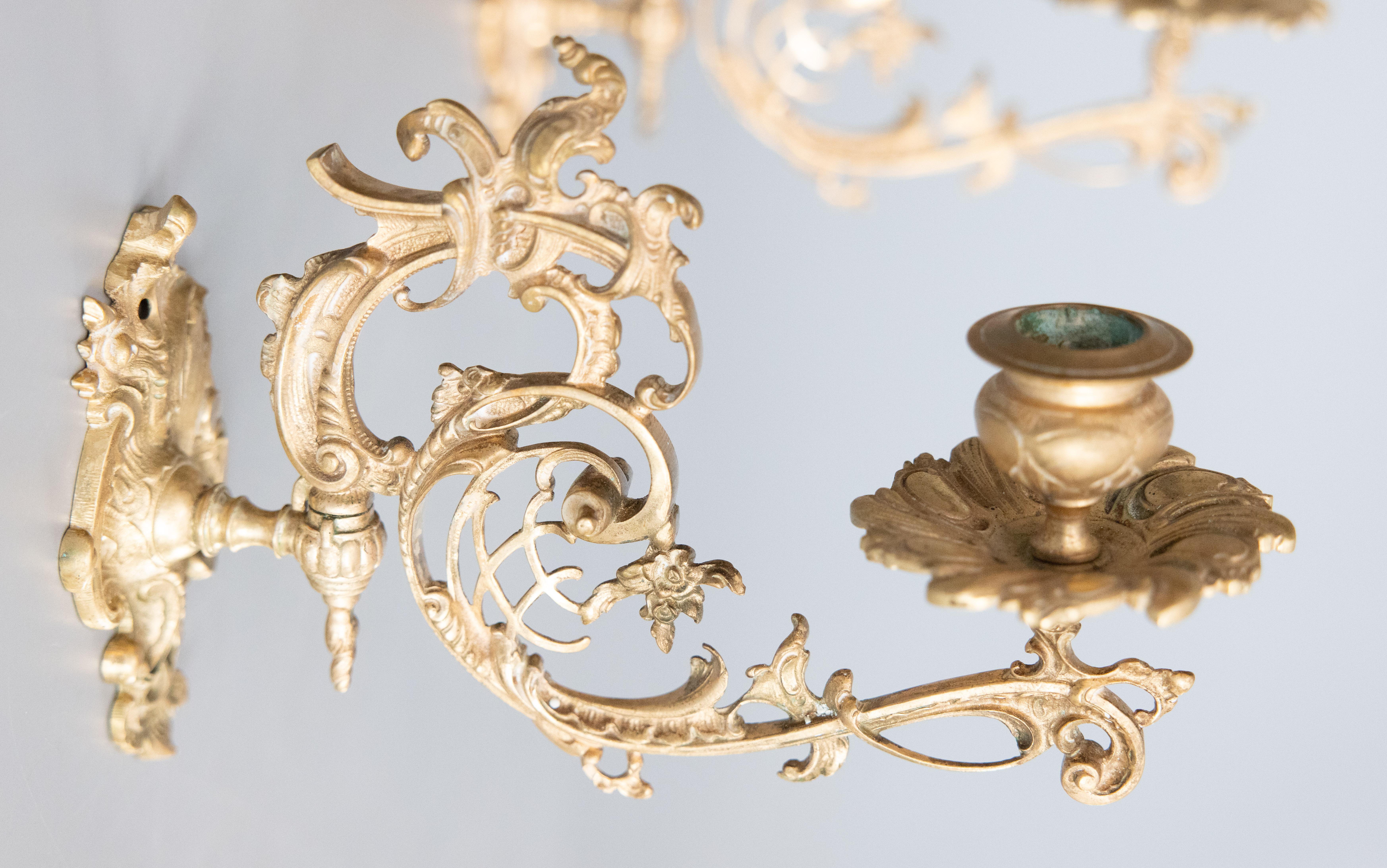 Italian Rococo Candle Sconces, A Pair In Good Condition For Sale In Pearland, TX
