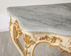Italian Rococo Carved and Gilded Console with Marble Top, circa 1750