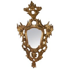 Italian Rococo Carved Gilt Wood Mirror, Mid 18th Century