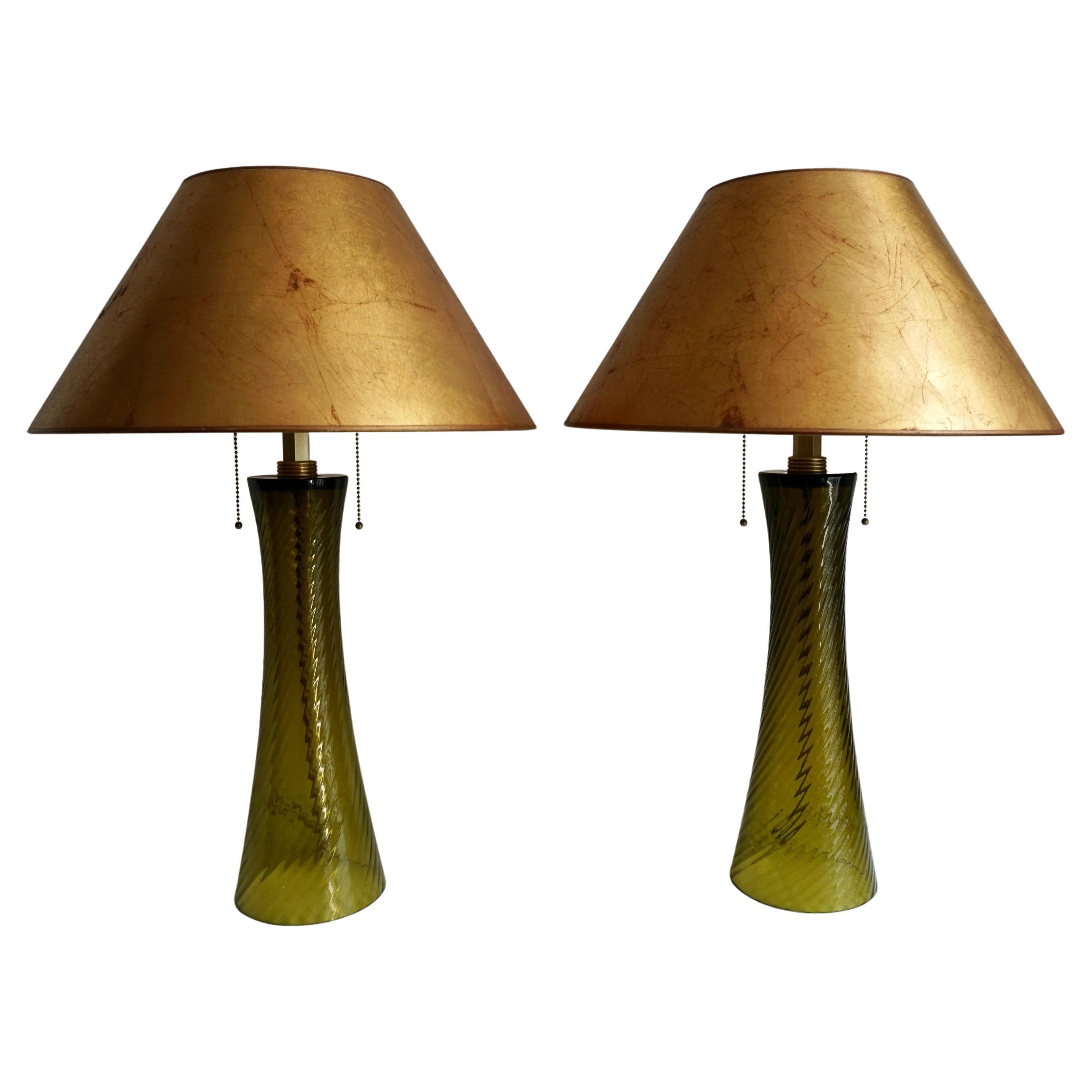 Two Glass Table Lamps  In Good Condition For Sale In Antwerp, BE