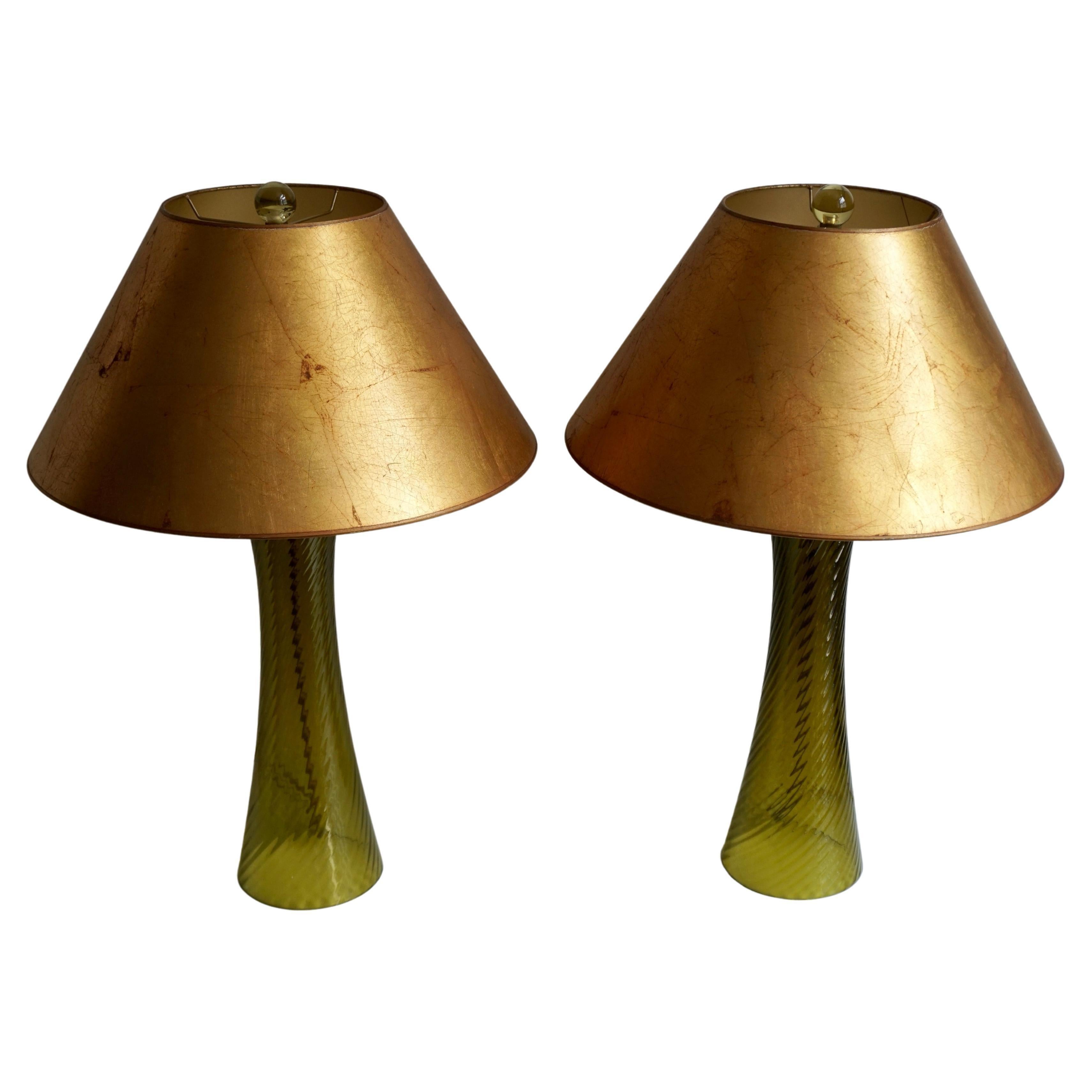 20th Century Two Glass Table Lamps  For Sale
