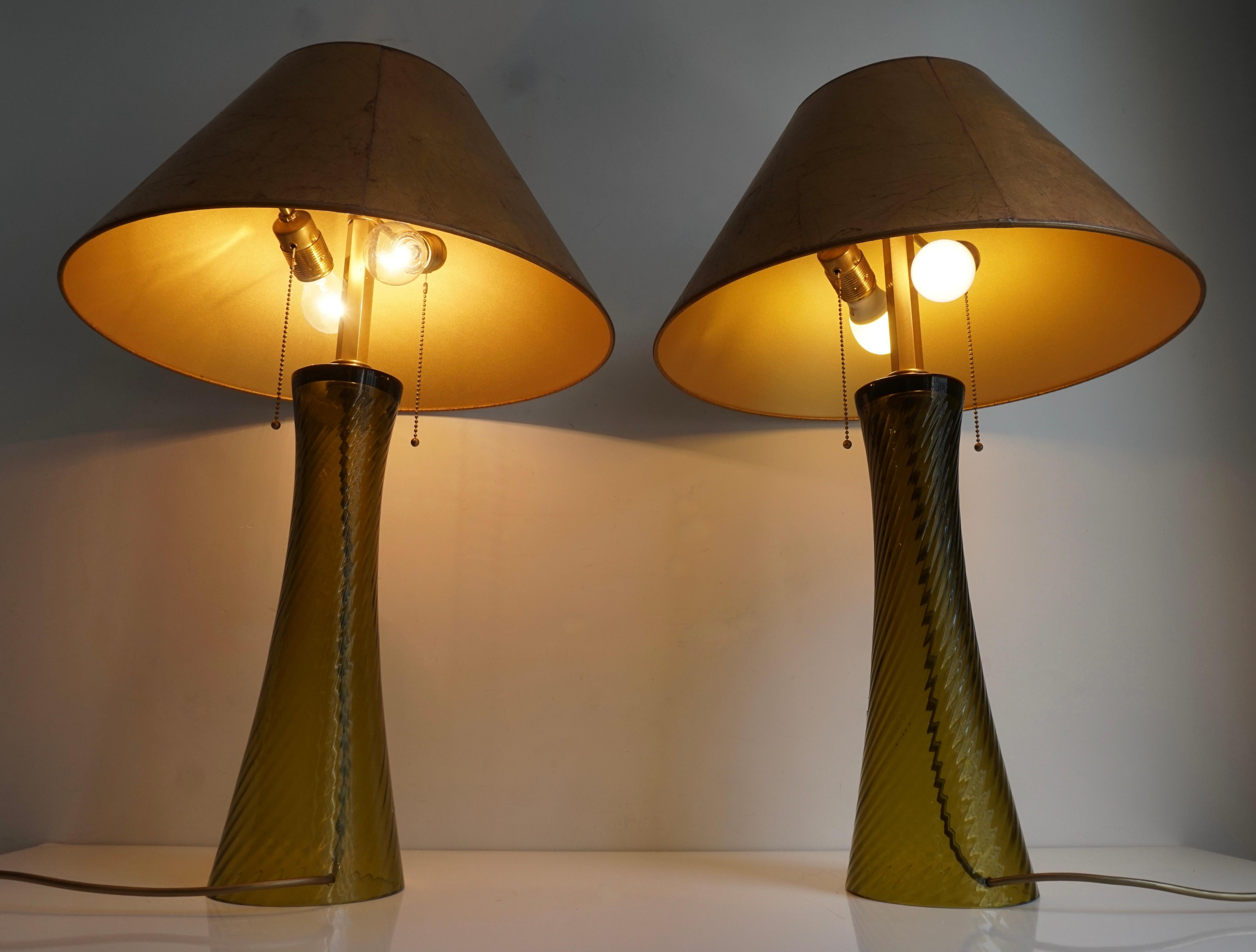 Two Glass Table Lamps  For Sale 2