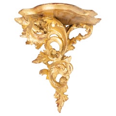 Italienisches Wandregal aus geschnitztem Giltwood im Rokokostil, um 1950