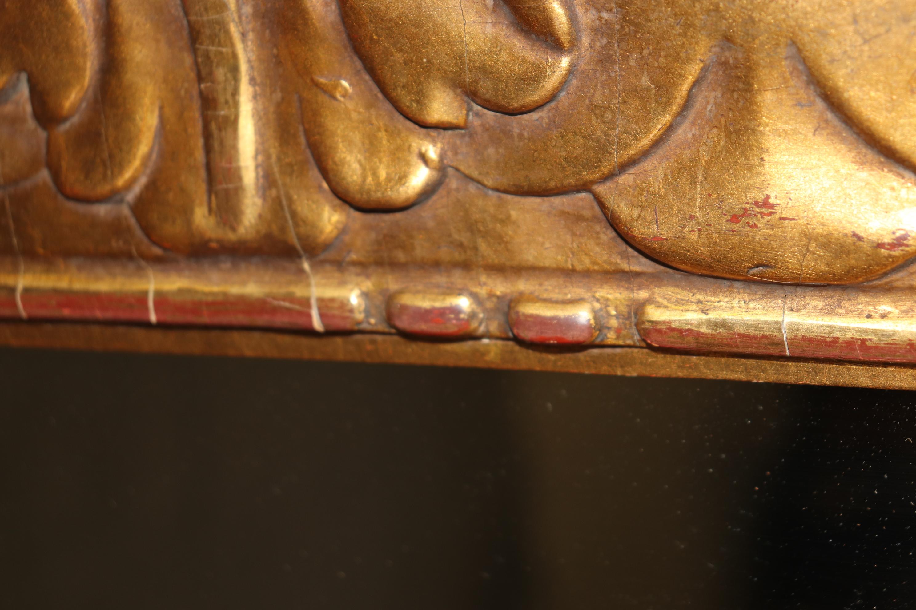 Italienischer Rokokospiegel, geschnitzt, vergoldet, rechteckig im Angebot 3