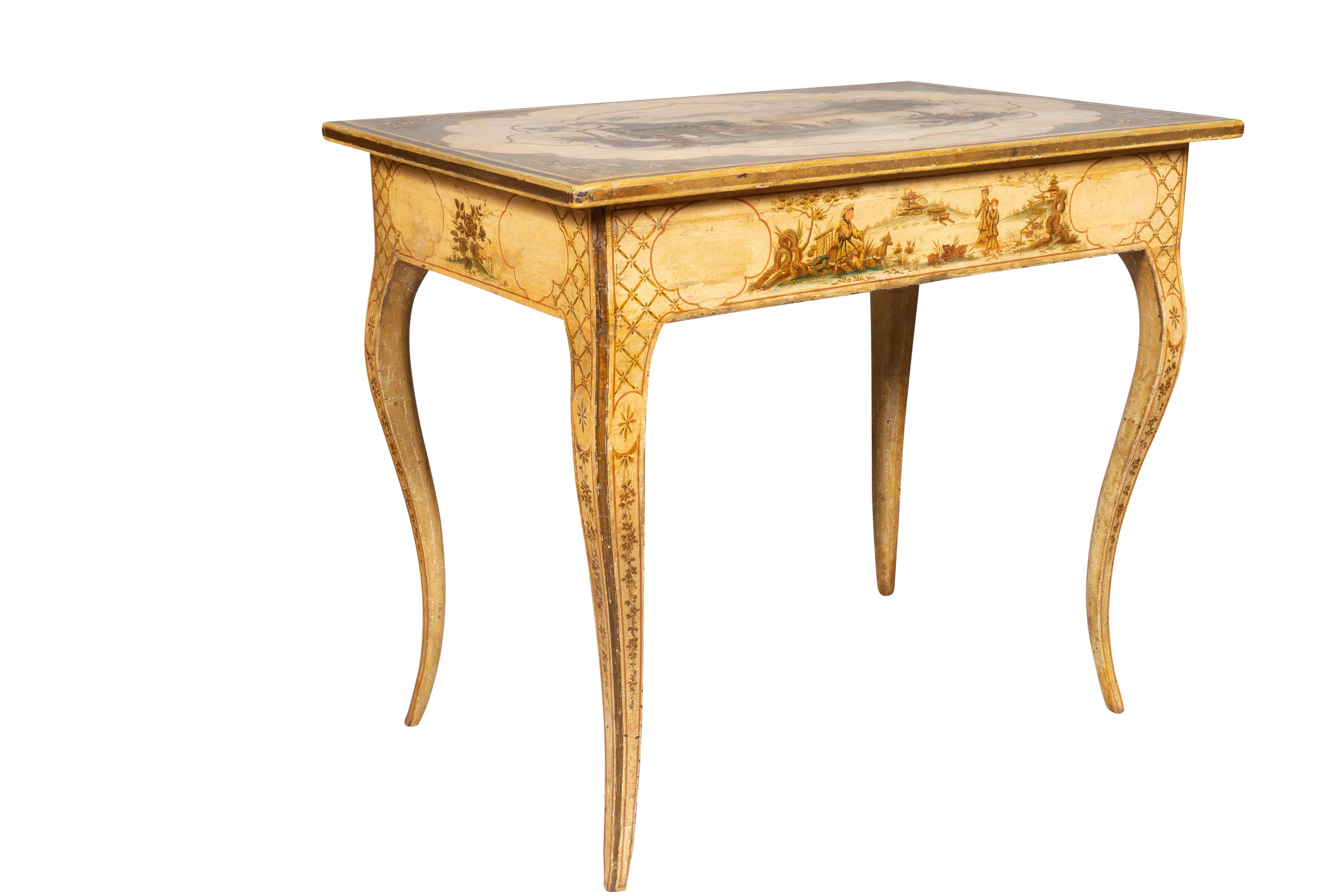Painted Italian Rococo Chinoiserie Decorated Table For Sale