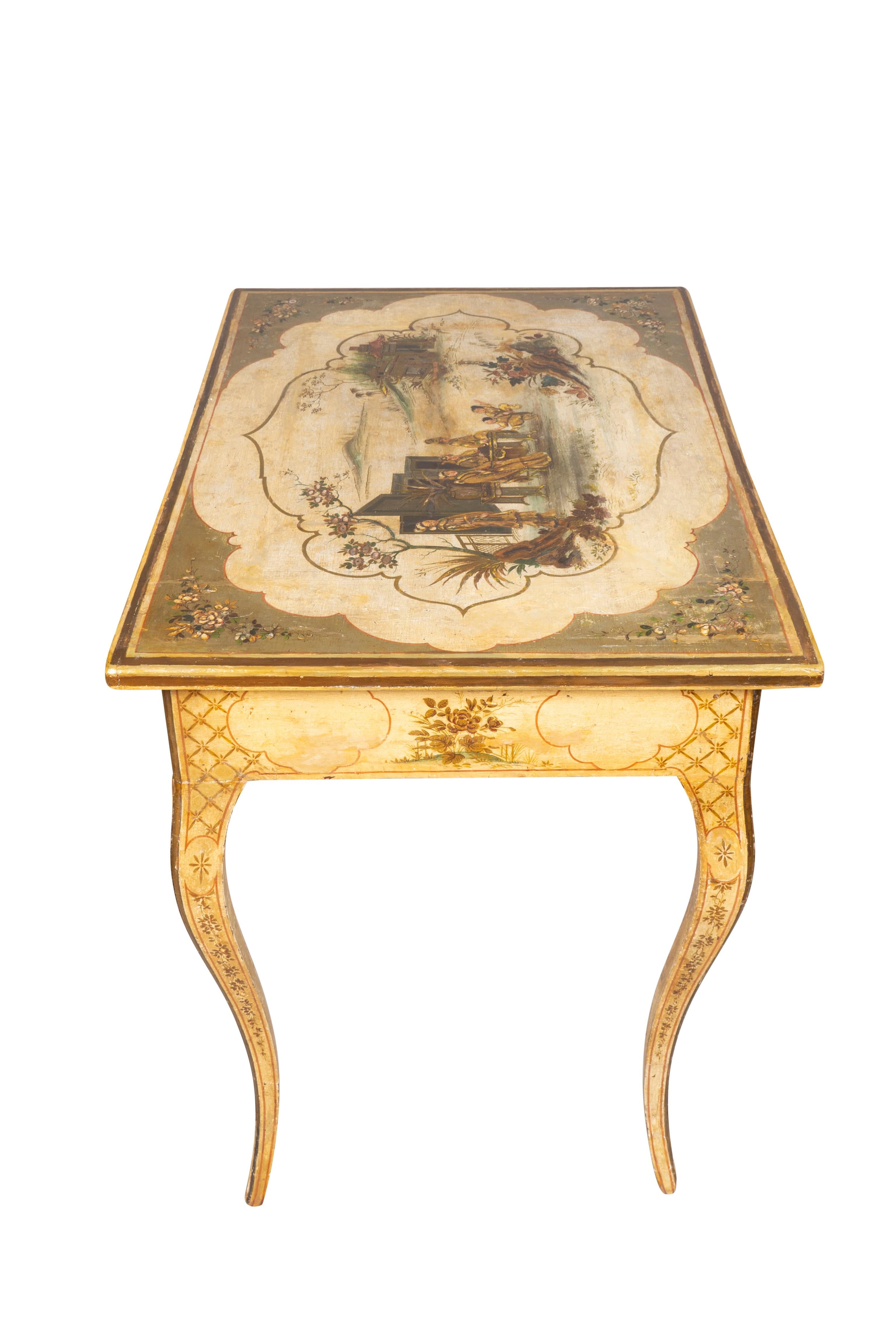 Late 18th Century Italian Rococo Chinoiserie Decorated Table For Sale