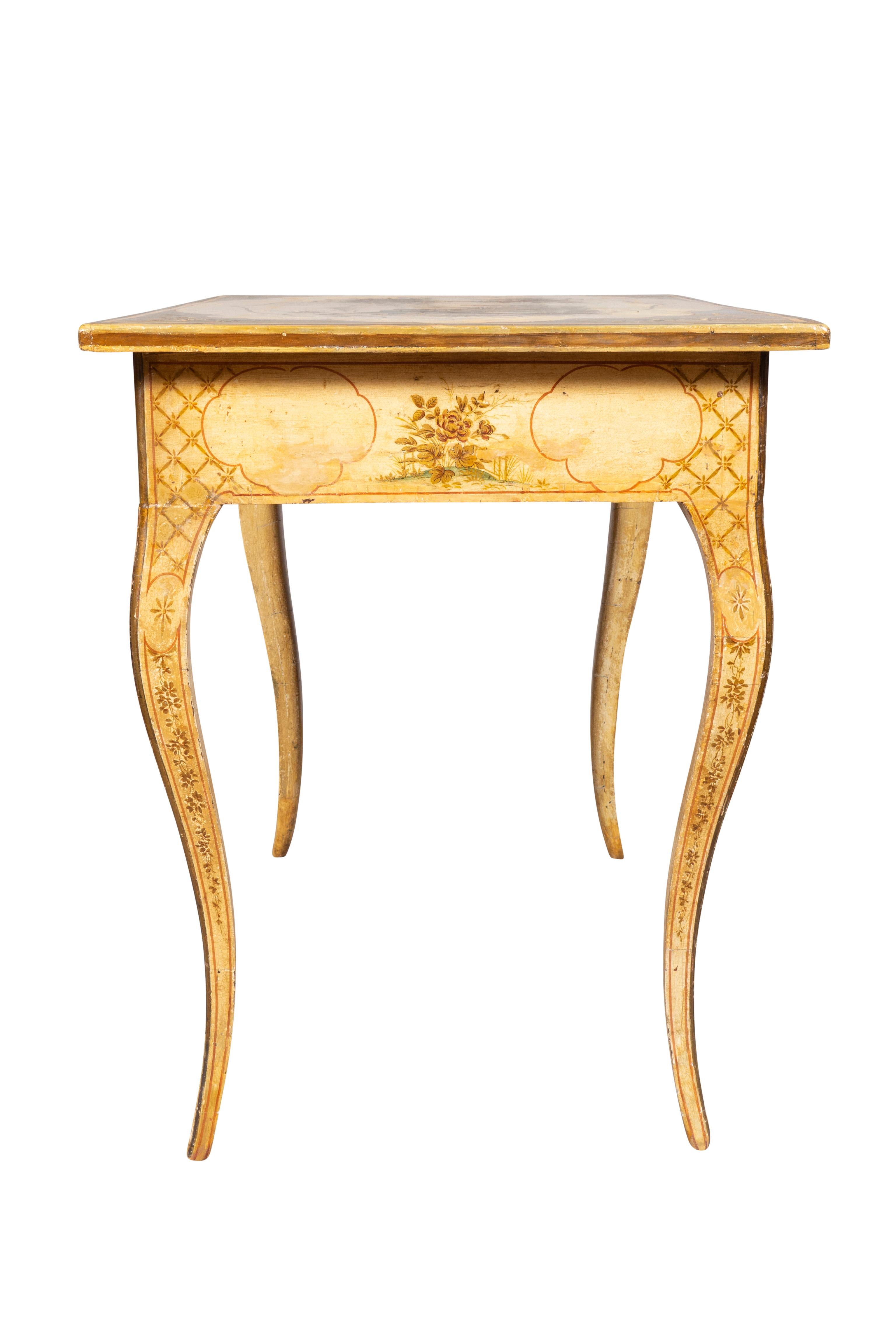 Pine Italian Rococo Chinoiserie Decorated Table For Sale