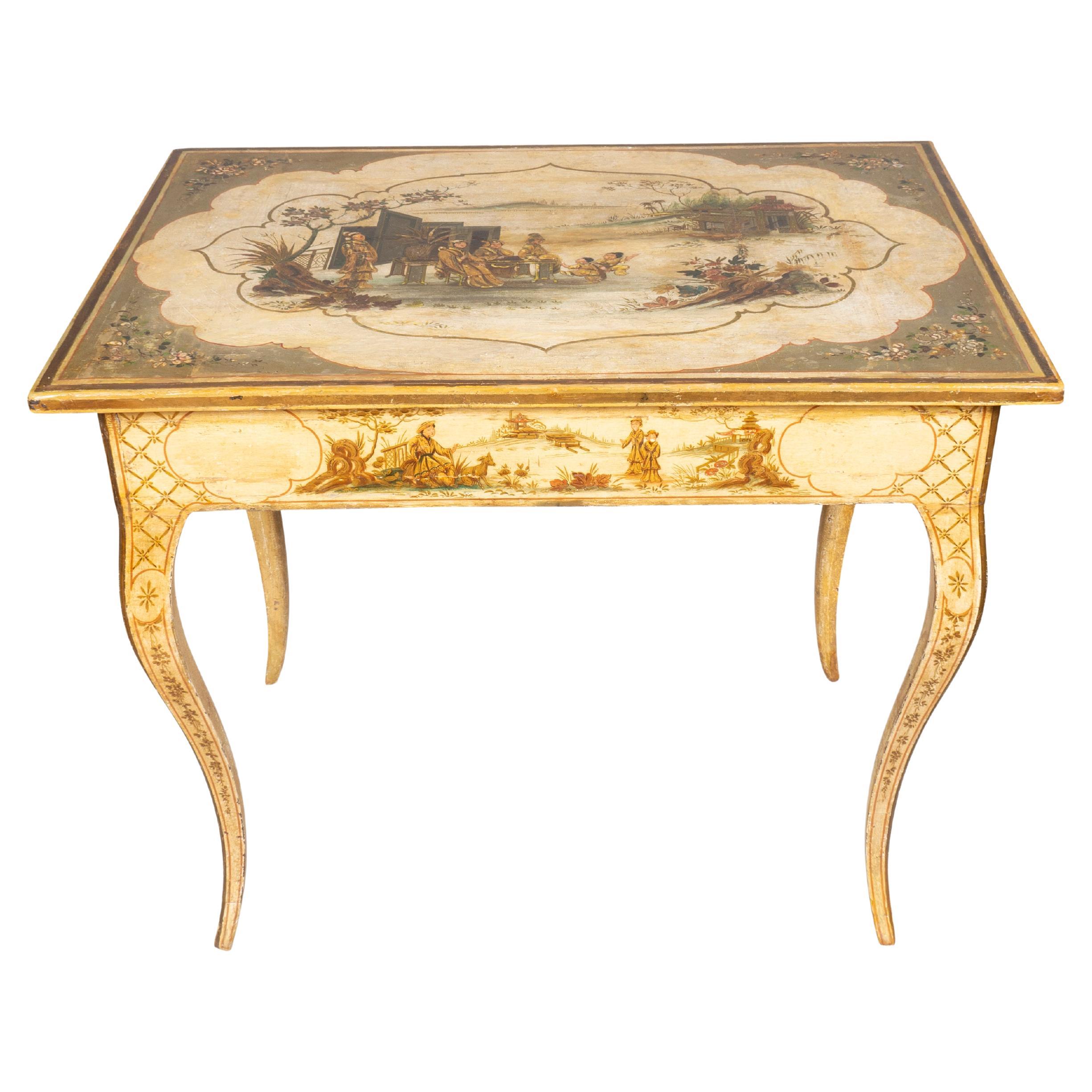 Table italienne décorée de style rococo et chinoiserie