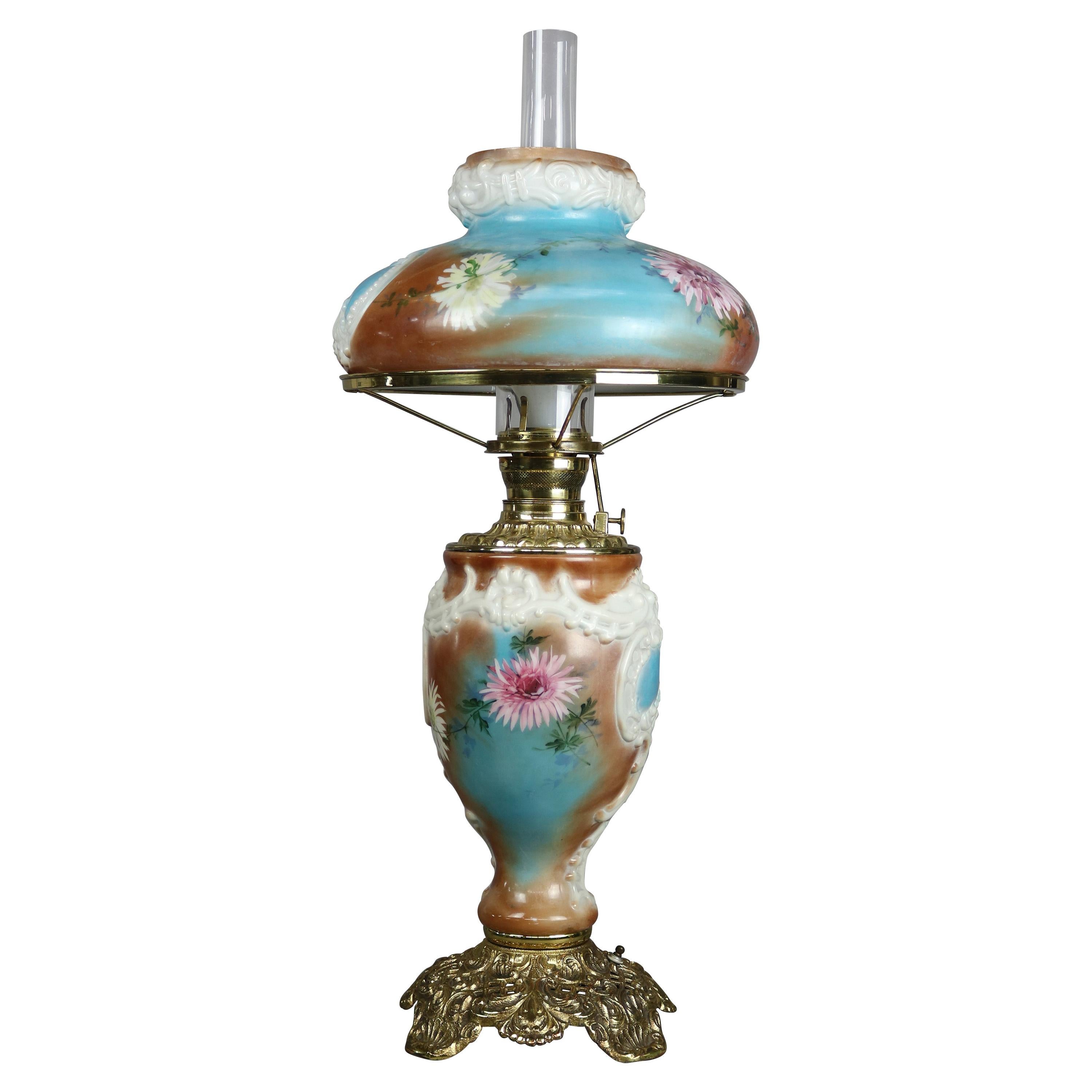 Italian Rococo Crown Milano Art Glass Gone with the Wind Lamp, circa 1890