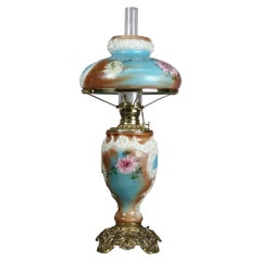 Antique Italian Rococo Crown Milano Art Glass Gone with the Wind Lamp, circa 1890