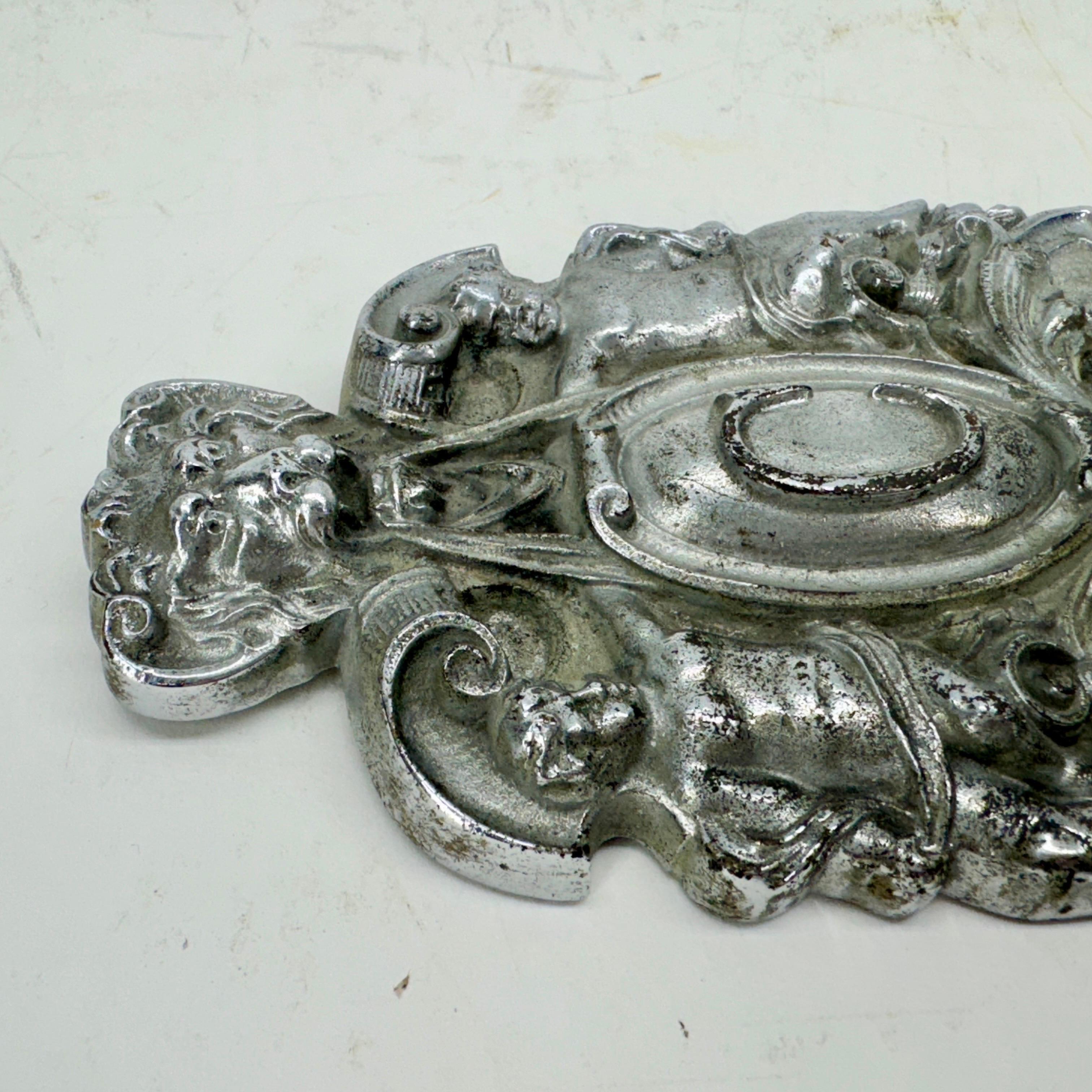 Italian Rococo Exterior Chromed Door Handle Monogramed with C For Sale 5