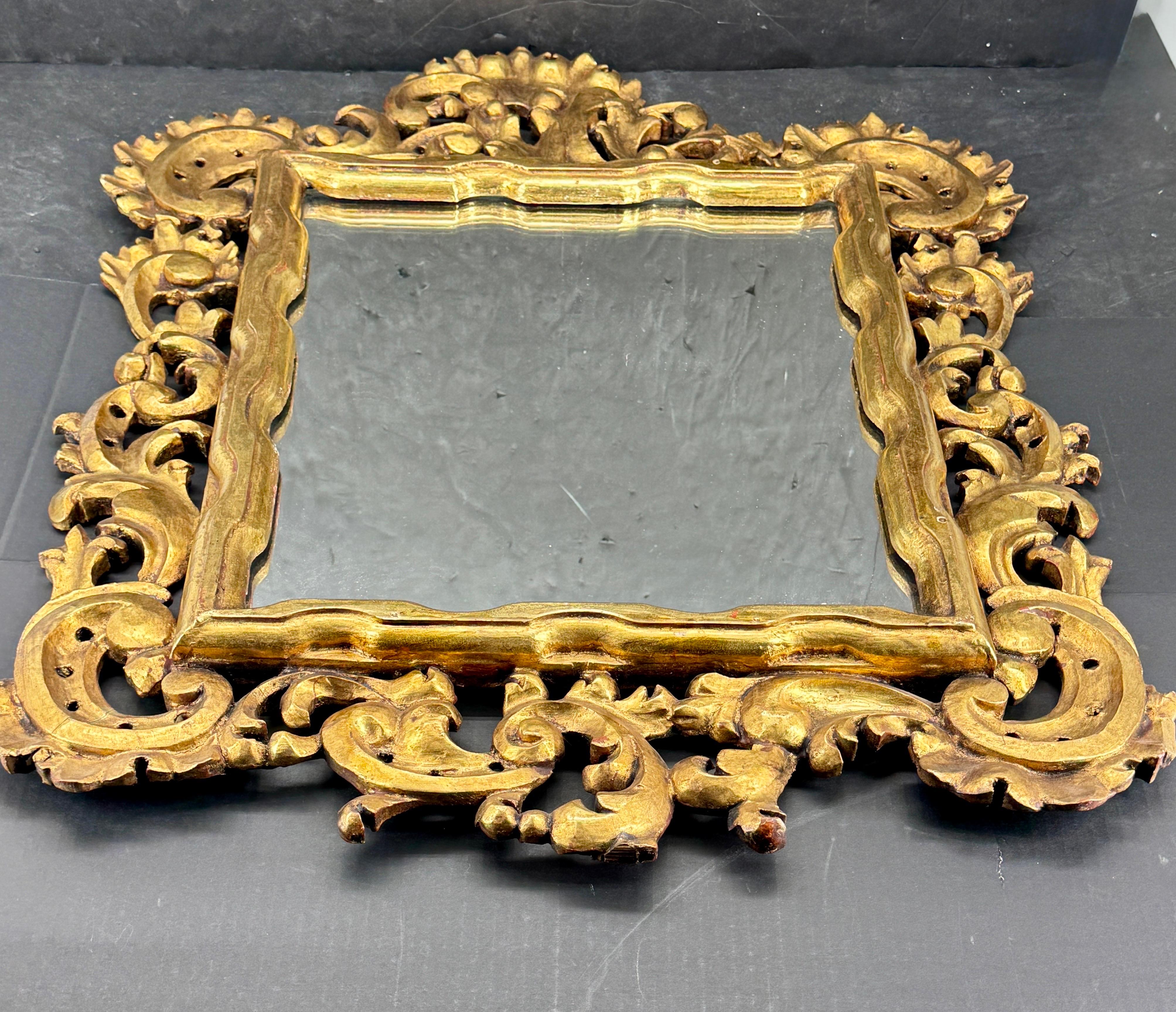Rectangular Rococo Mirror Italian Rococo Gilt Wood Rectangular Carved Wall Mirror For Sale at 1stDibs
