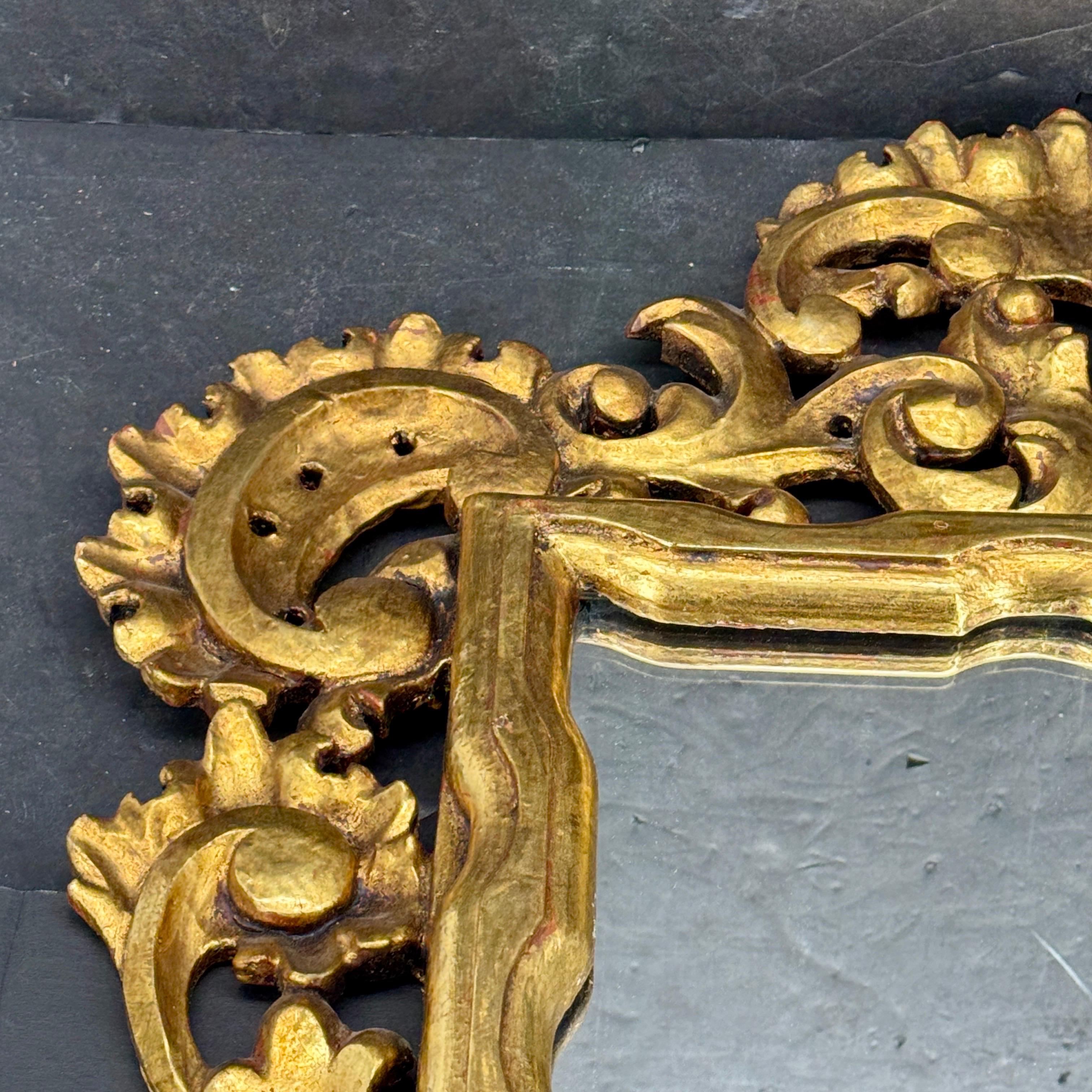 Rectangular Rococo Mirror Italian Rococo Gilt Wood Rectangular Carved Wall Mirror For Sale at 1stDibs