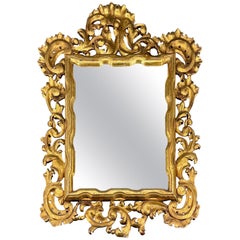 Italian Rococo Gilt Wood Rectangular Carved Wall Mirror