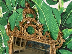 Italienischer Rokoko-Giltwood-Wandspiegel, handgeschnitzt